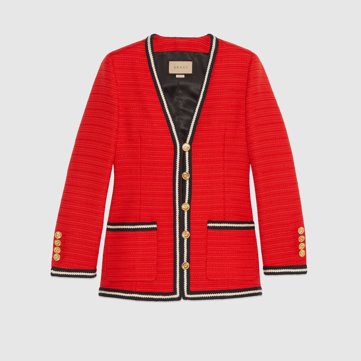 Wool jacket with braided ribbon trim - 1