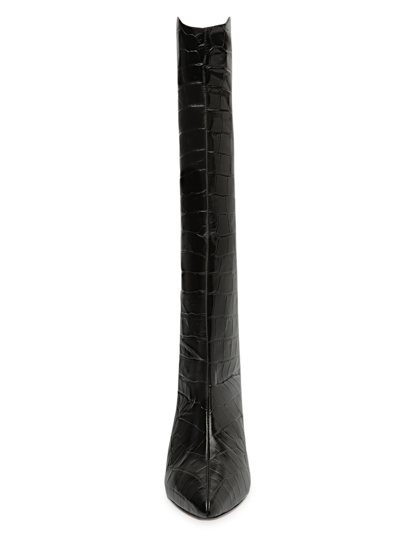 Women's Maryana Crocodile-Embossed Leather Knee-High Boots - Black 5