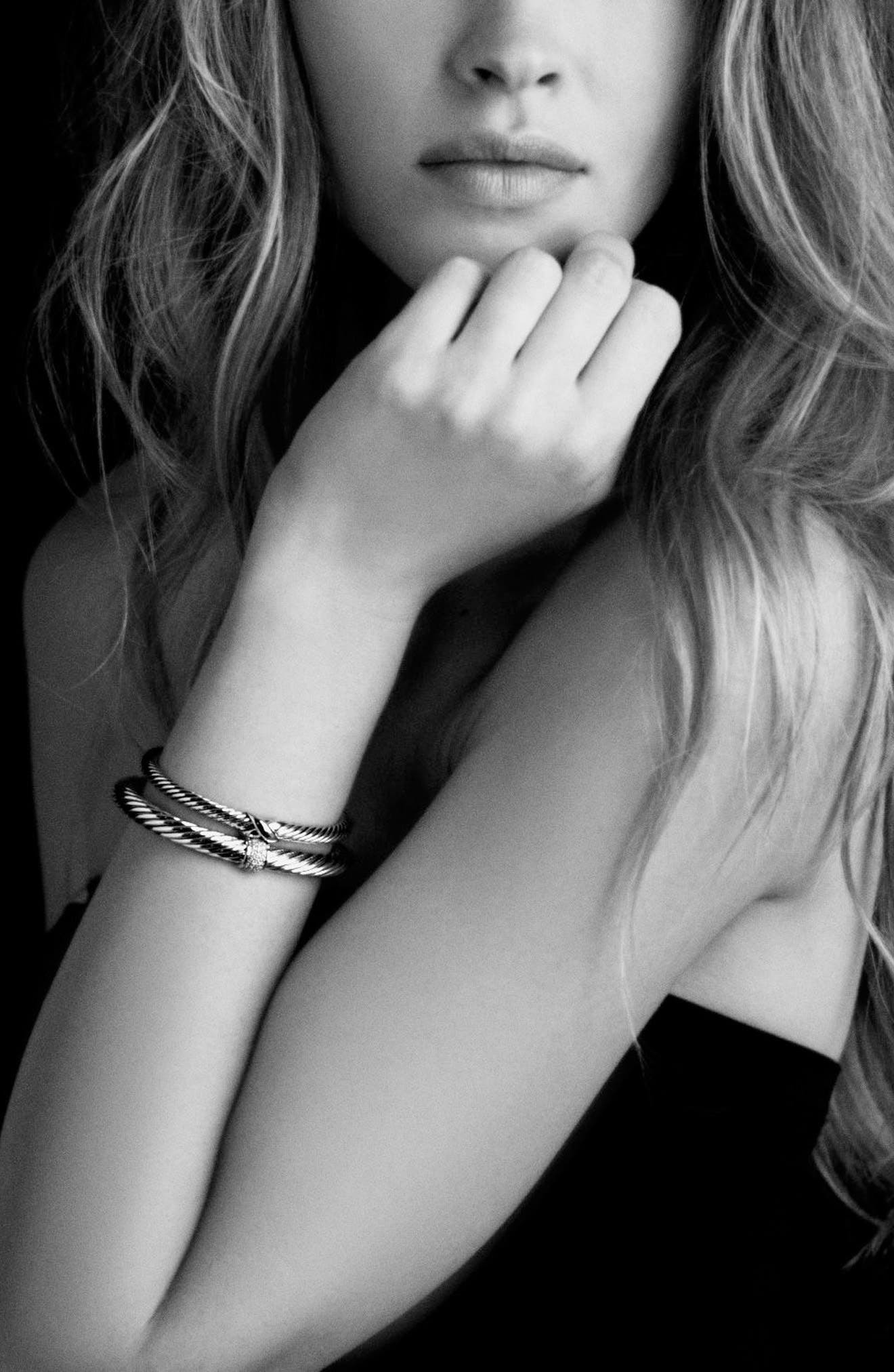 David Yurman X Classic Cable Station Bracelet in Sterling Silver with 14K Gold, 5mm in Two Tone at N - 6
