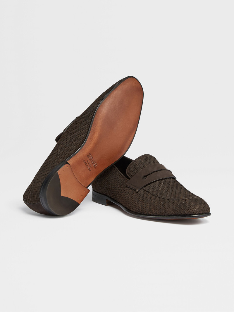 ZEGNA DARK BROWN PELLETESSUTA™ NUBUCK L'ASOLA LOAFERS outlook