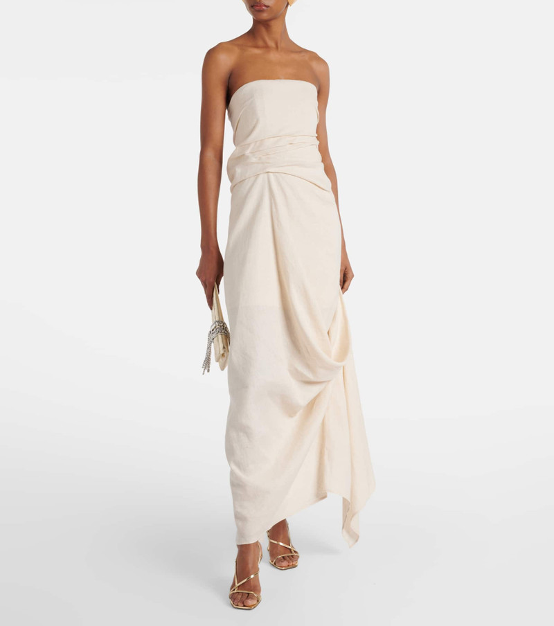 STAUD Caravaggio draped linen maxi dress outlook
