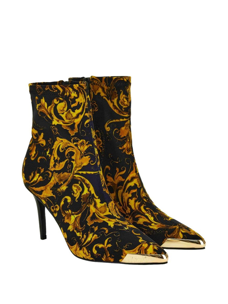 VERSACE JEANS COUTURE 90mm Baroque-print stiletto boots outlook
