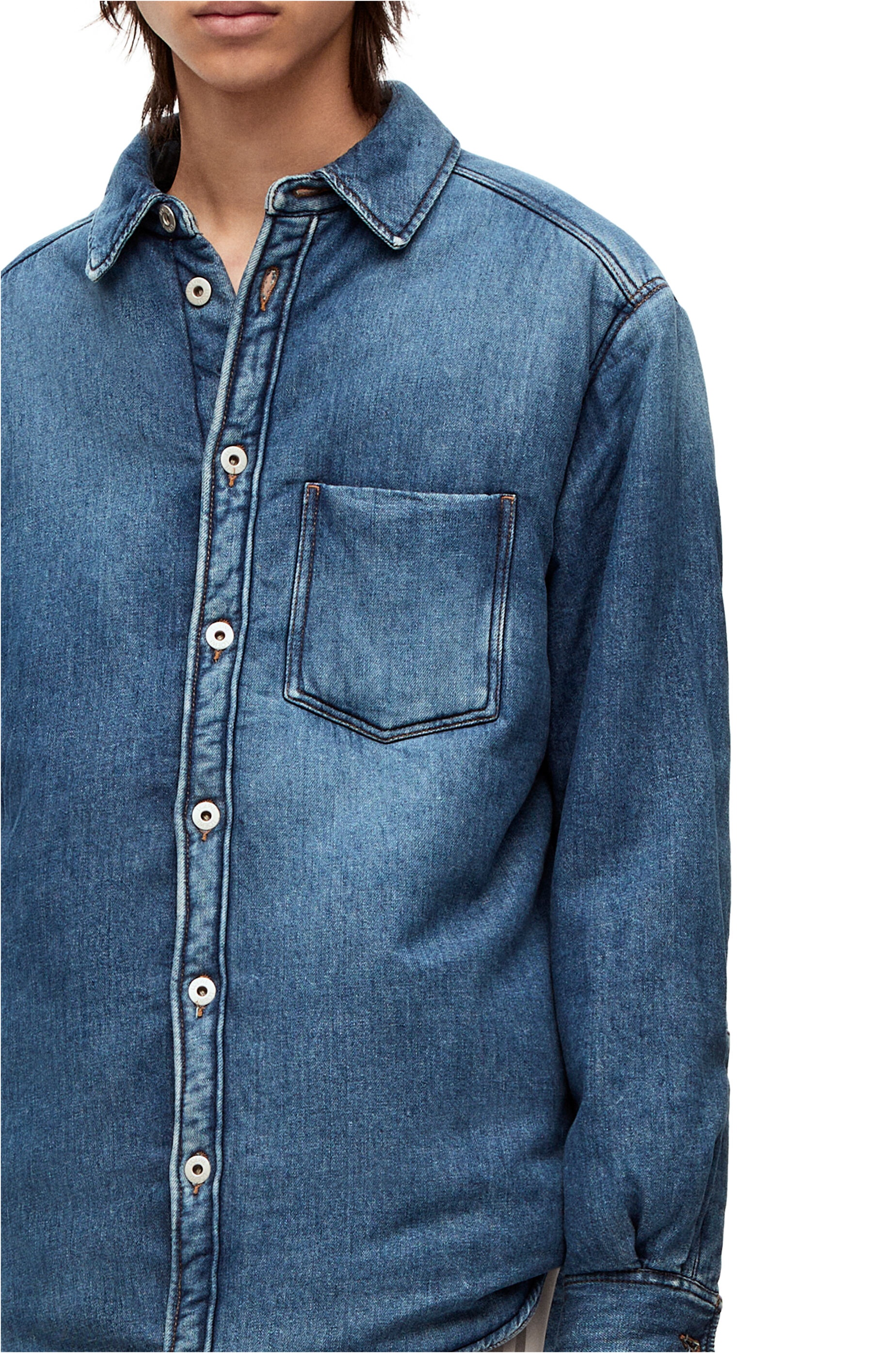 Puffer shirt in denim - 5