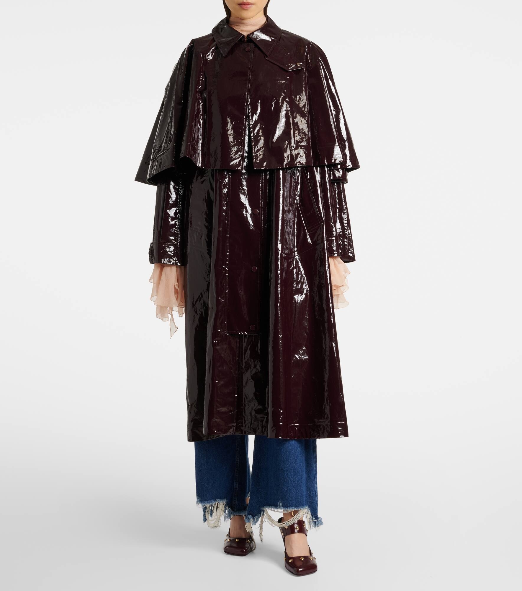 Caped coated cotton coat - 7