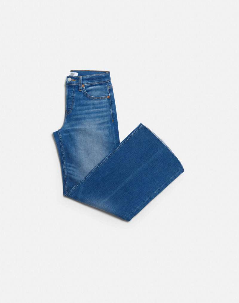 Comfort Stretch Mid Rise Wide Leg Crop - Viper Blue 12
