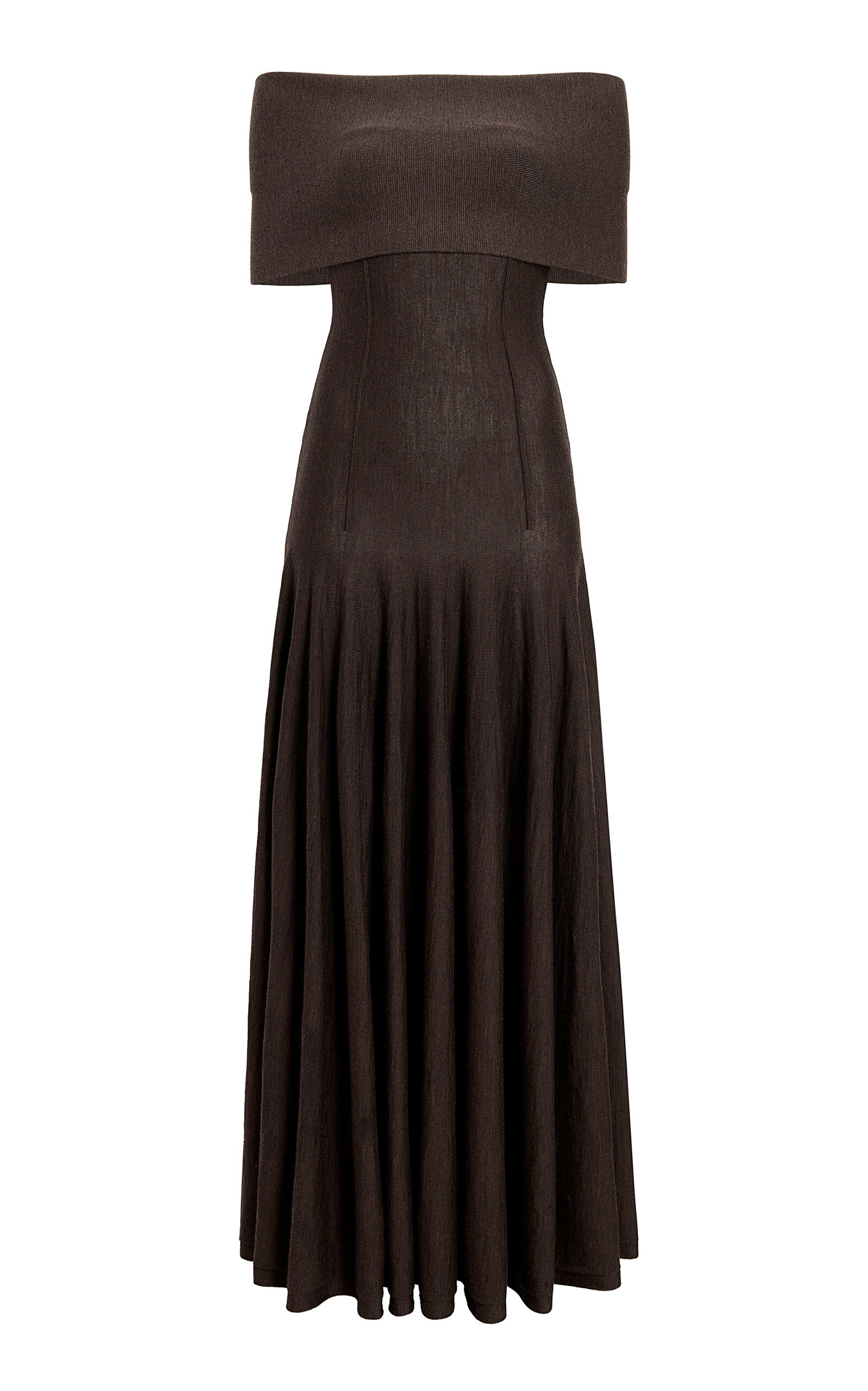 Ava Off-The-Shoulder Wool Maxi Dress brown - 1