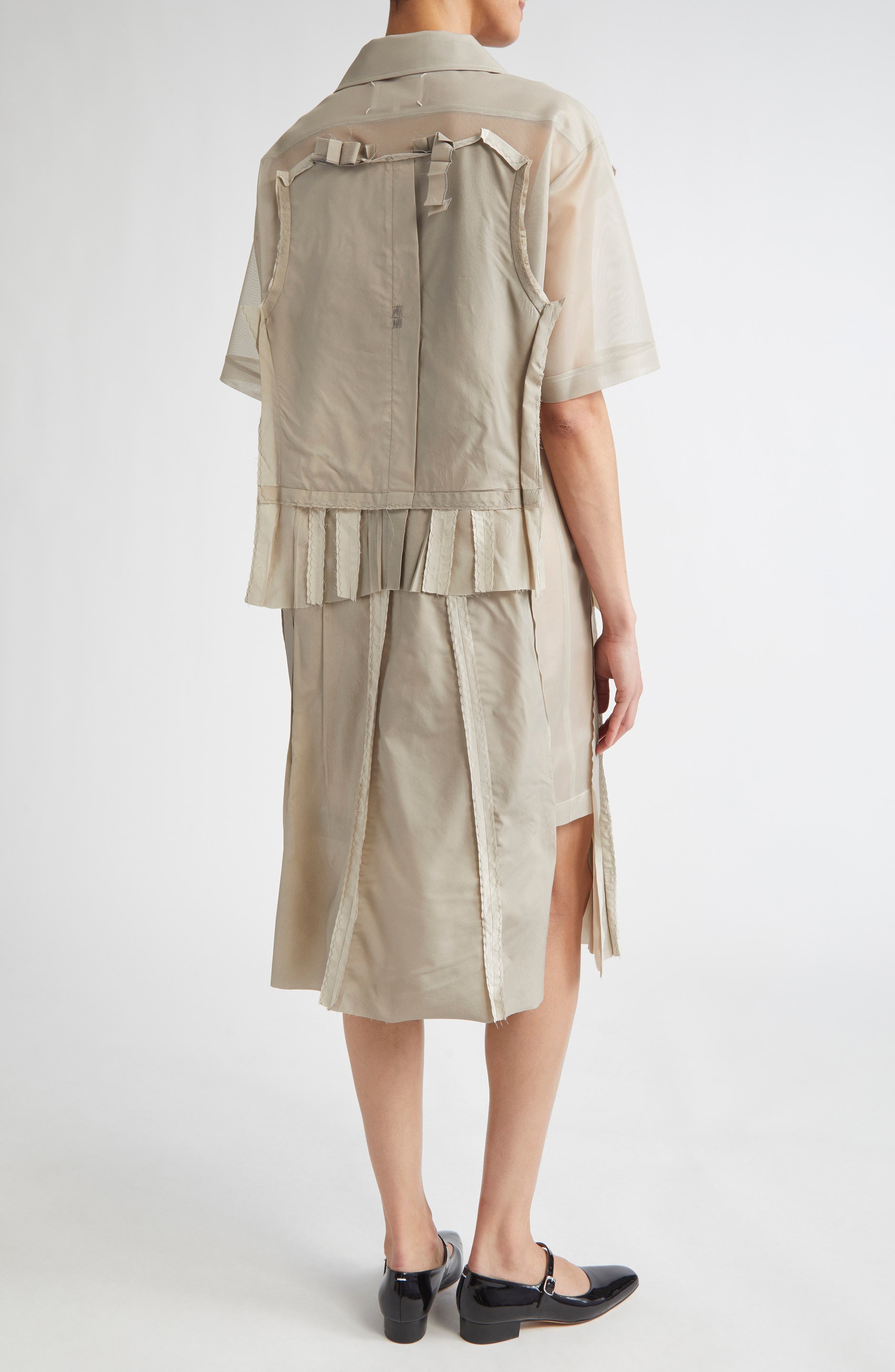 Maison Margiela Décortiqué Pleated Shirtdress in Stone And Powder at Nordstrom - 2