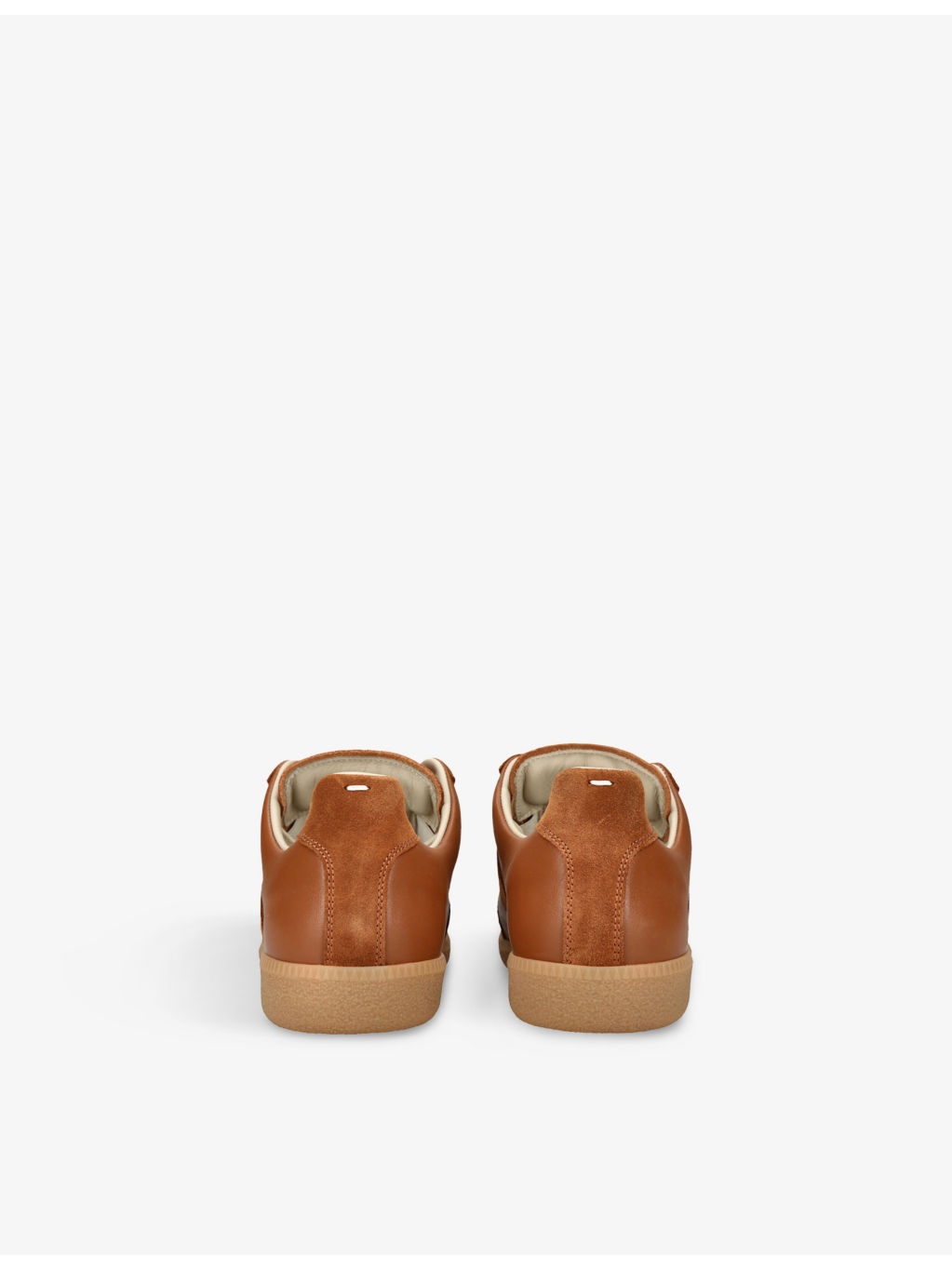 Replica contrast-sole leather low-top trainers - 4