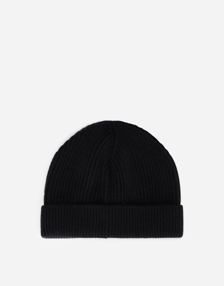 Knit wool hat with leather logo - 3