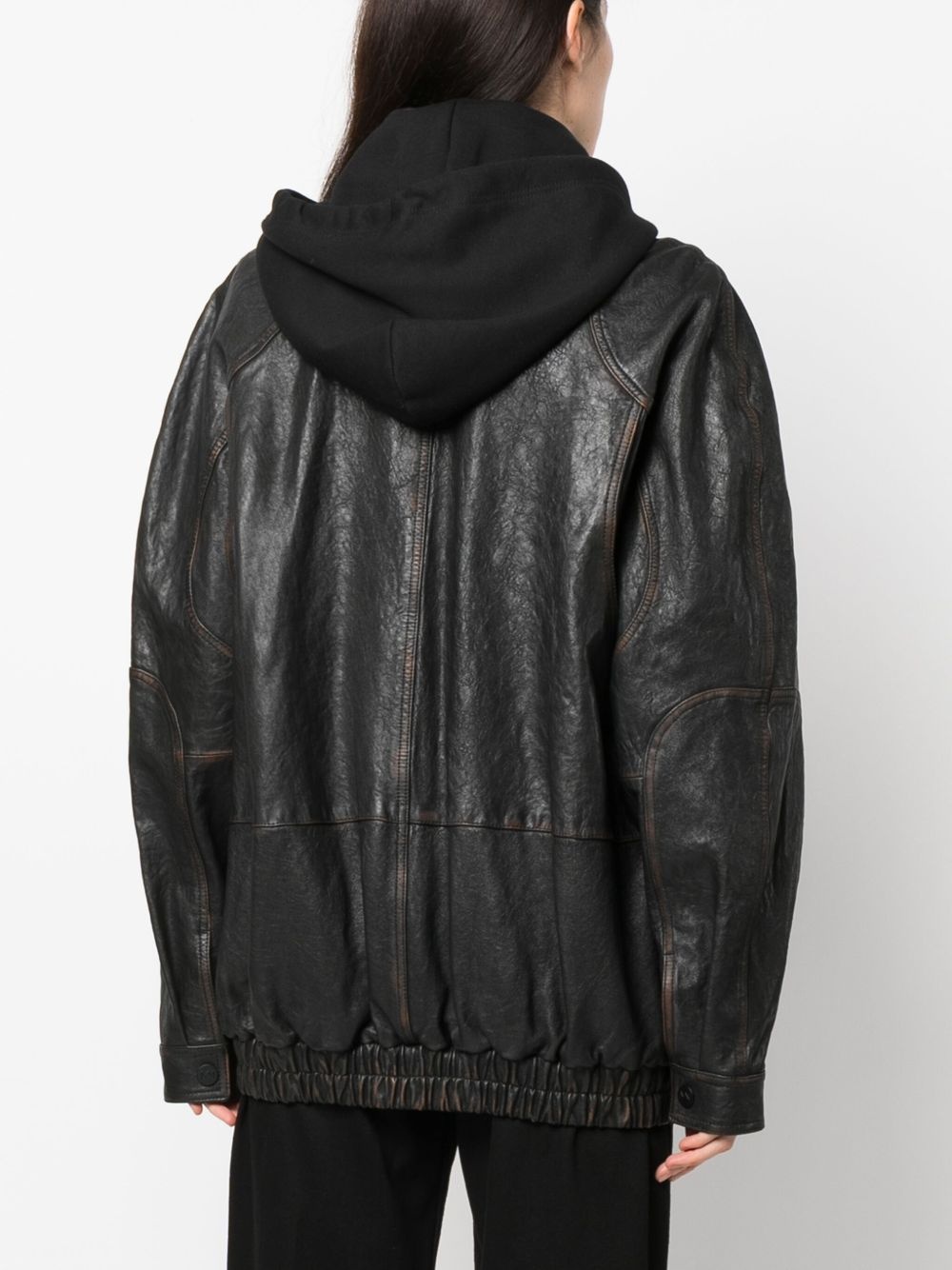Batumi drawstring-hood leather jacket - 4
