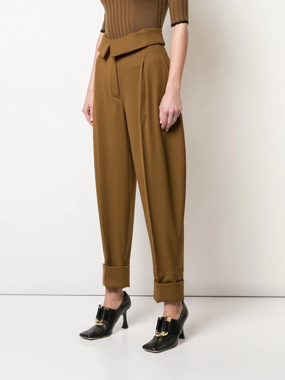 pleated details tapered trousers - 3