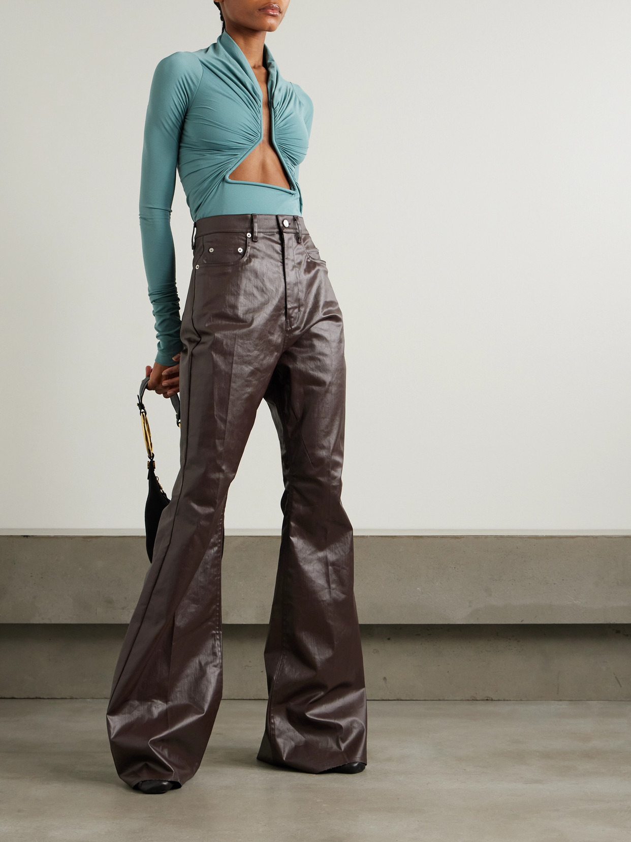 Cutout Ruched Stretch-jersey Top - 2