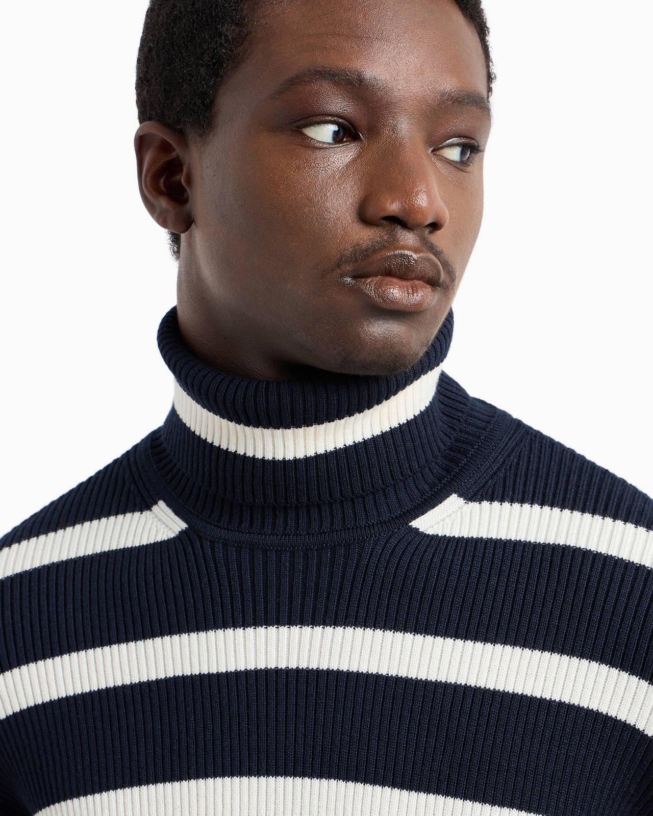 Ribbed, striped wool-blend rollneck jumper - 5