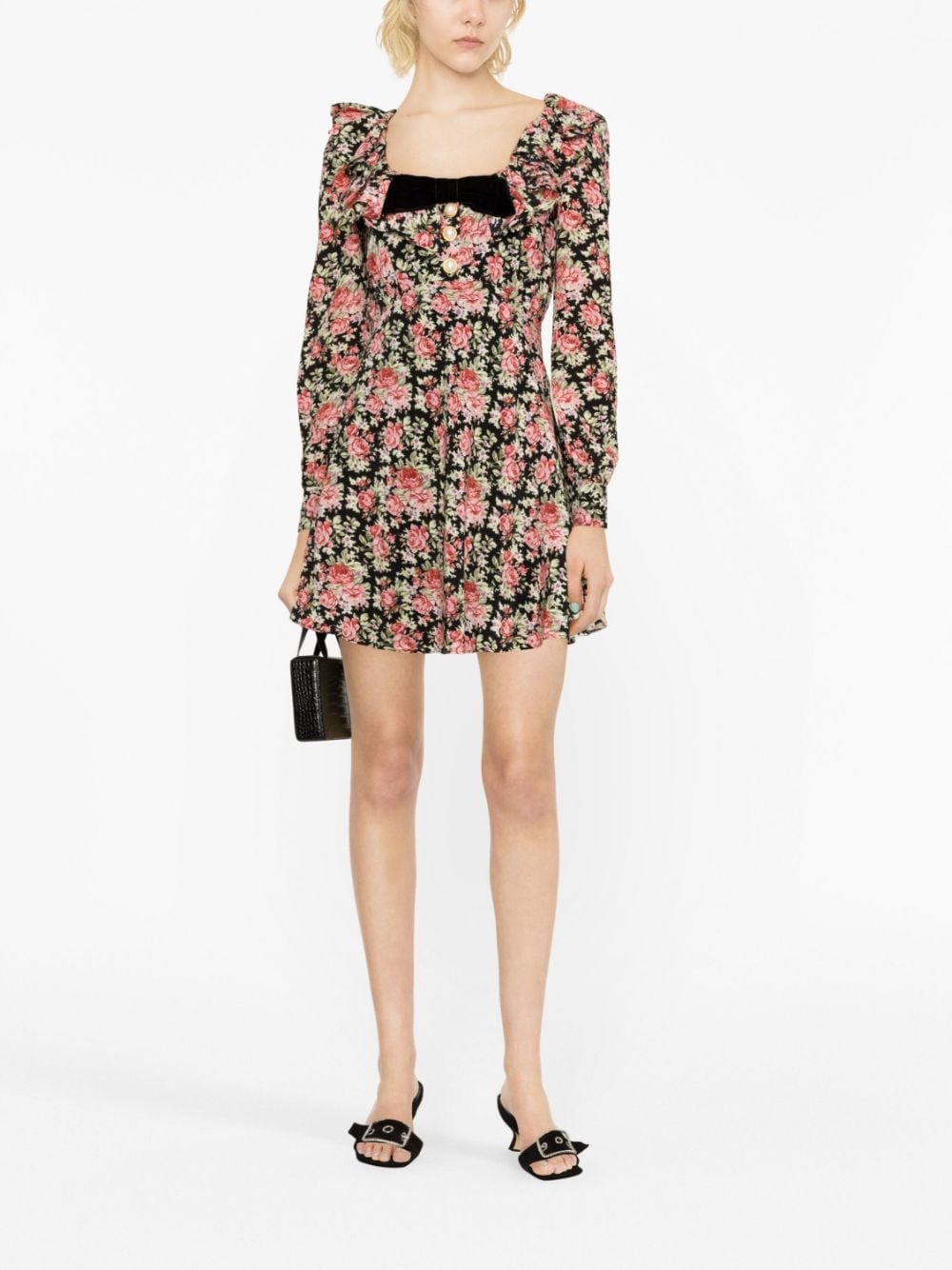 rose-print silk minidress - 2