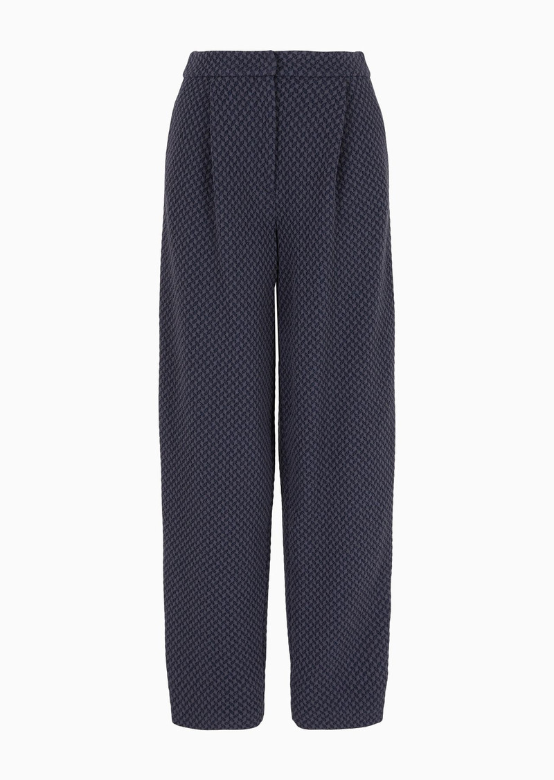 Knit-effect jacquard jersey trousers with darts 1