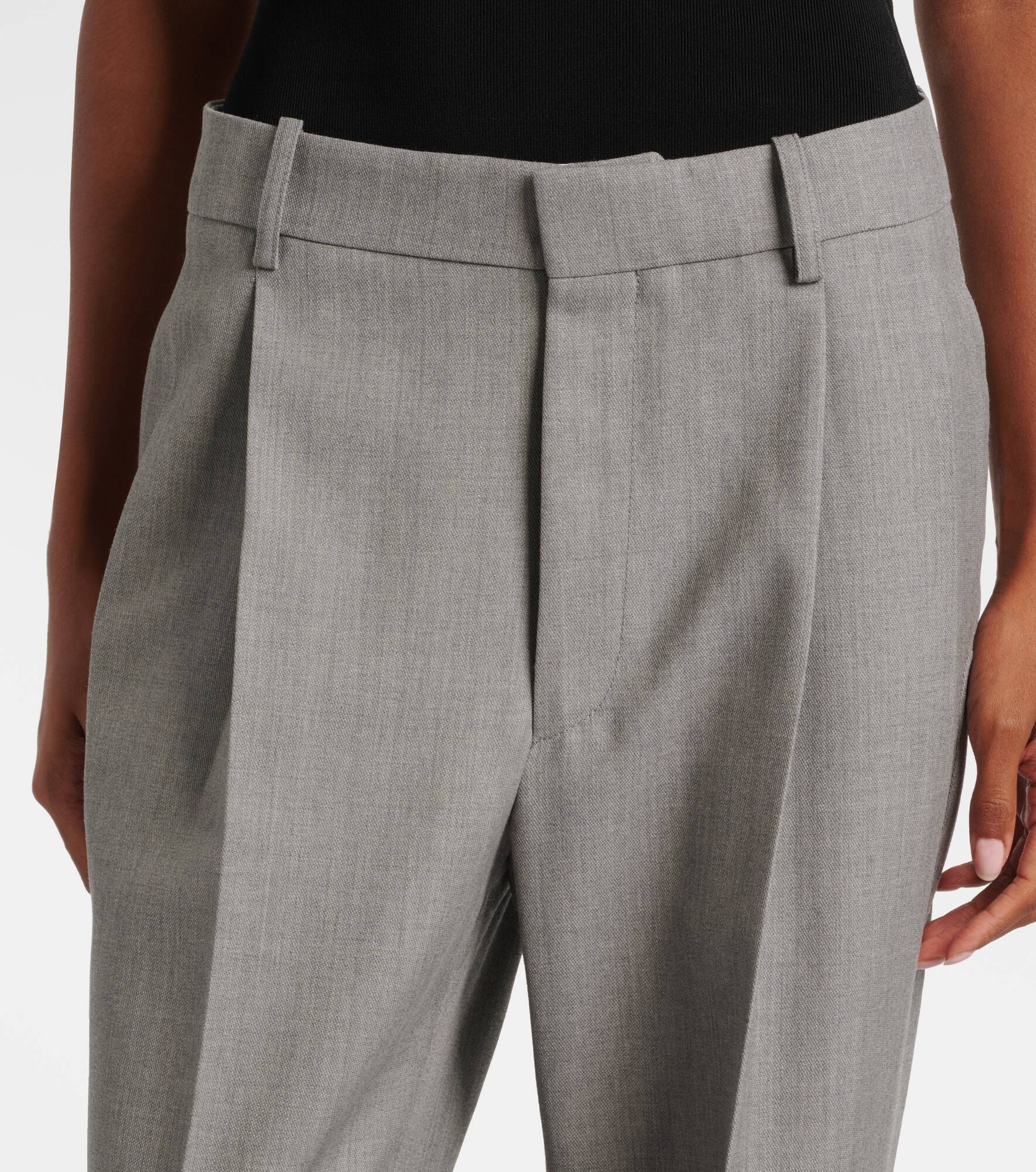 High-rise virgin wool straight pants - 4
