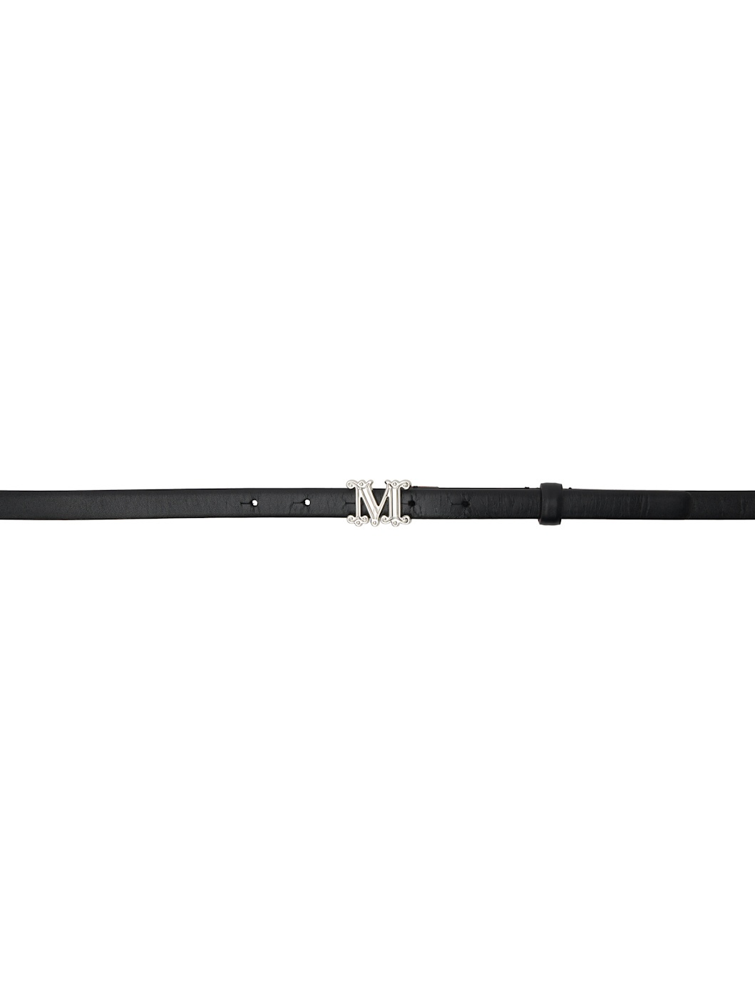 Black Leather Monogram Belt - 1
