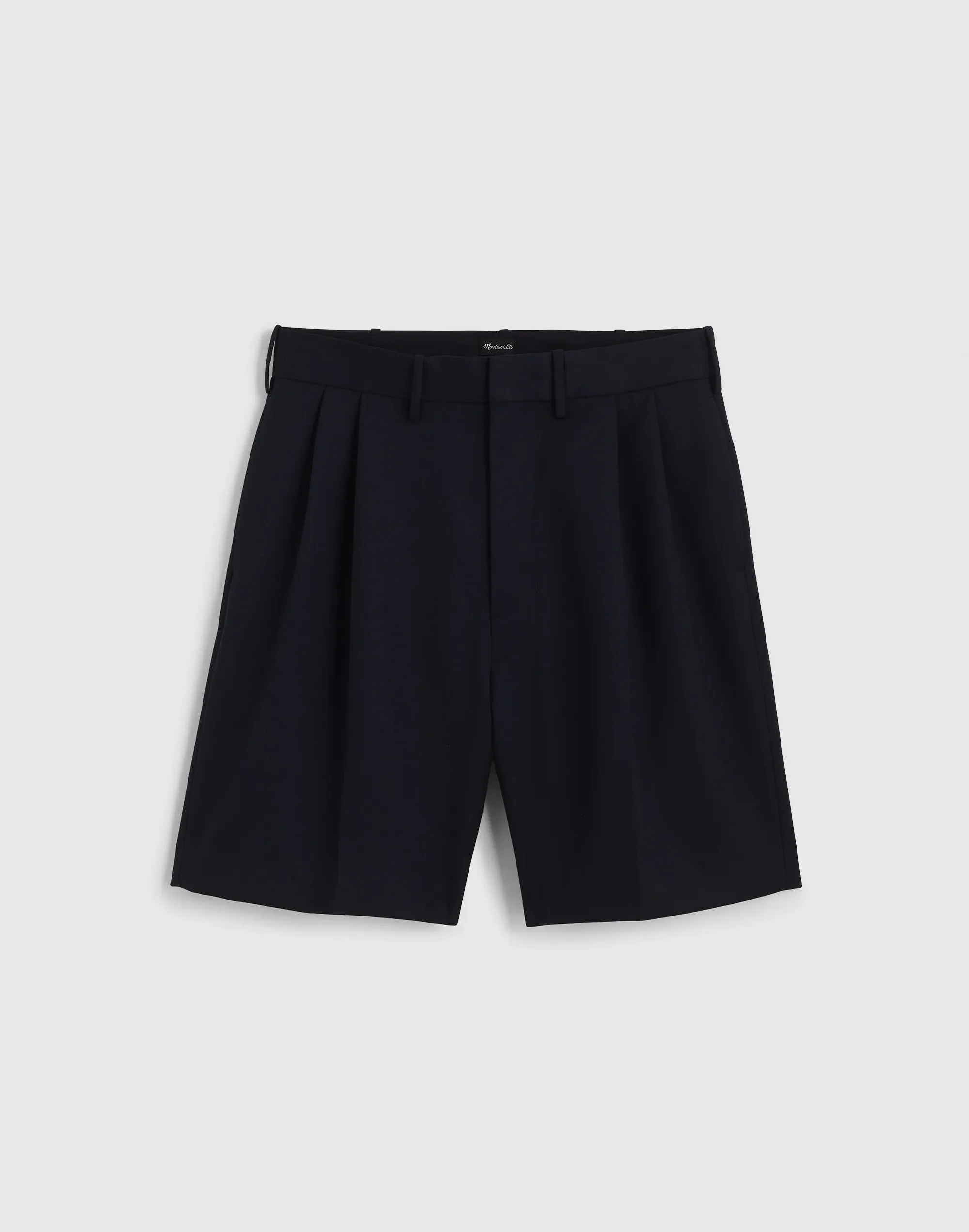 Double-Pleated Shorts in Herringbone Wool Blend - 1