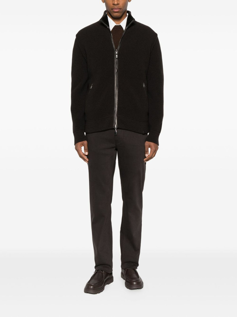 Brioni zip-fastening ribbed cardigan outlook
