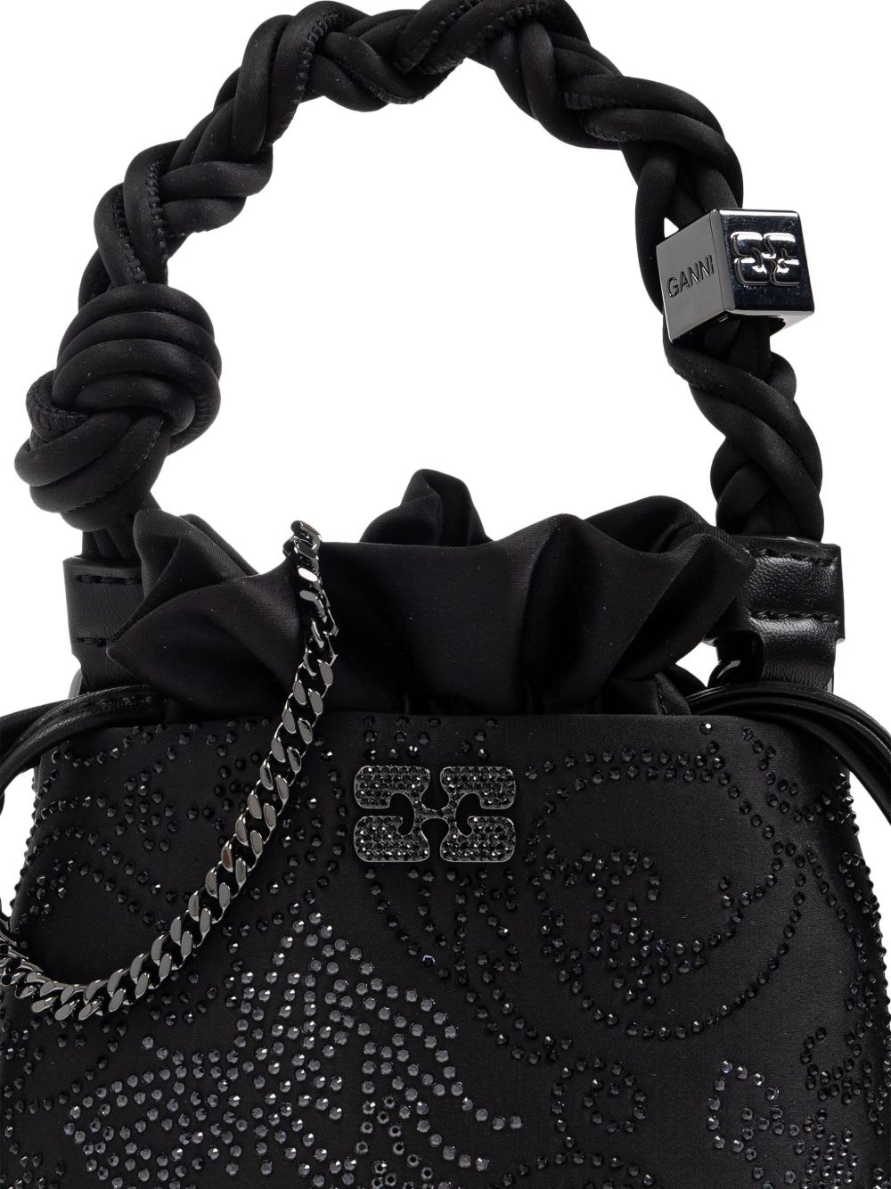 Bou braided-handle crystal-embellished bucket bag - 6