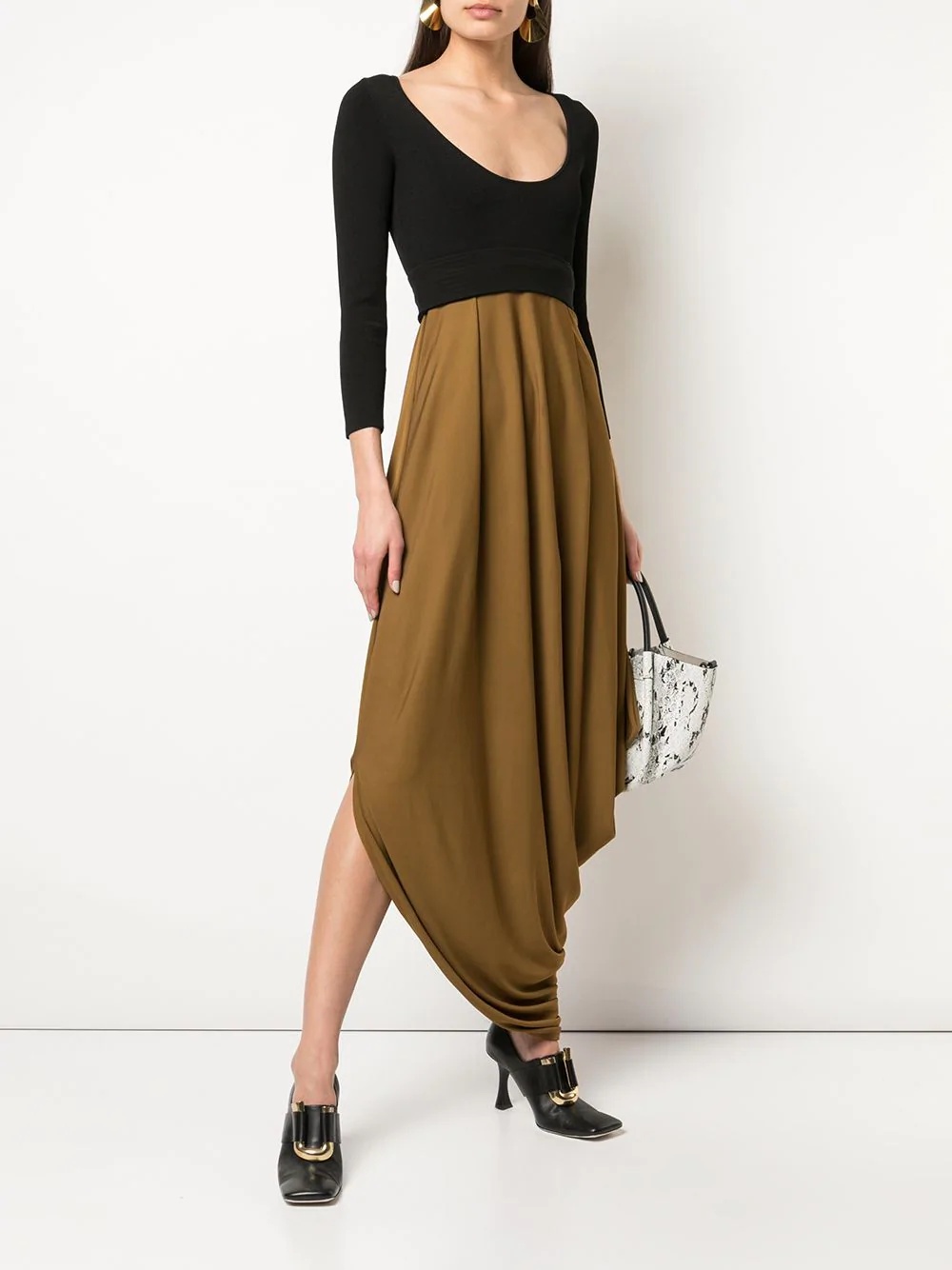 scoop neck draped dress - 2