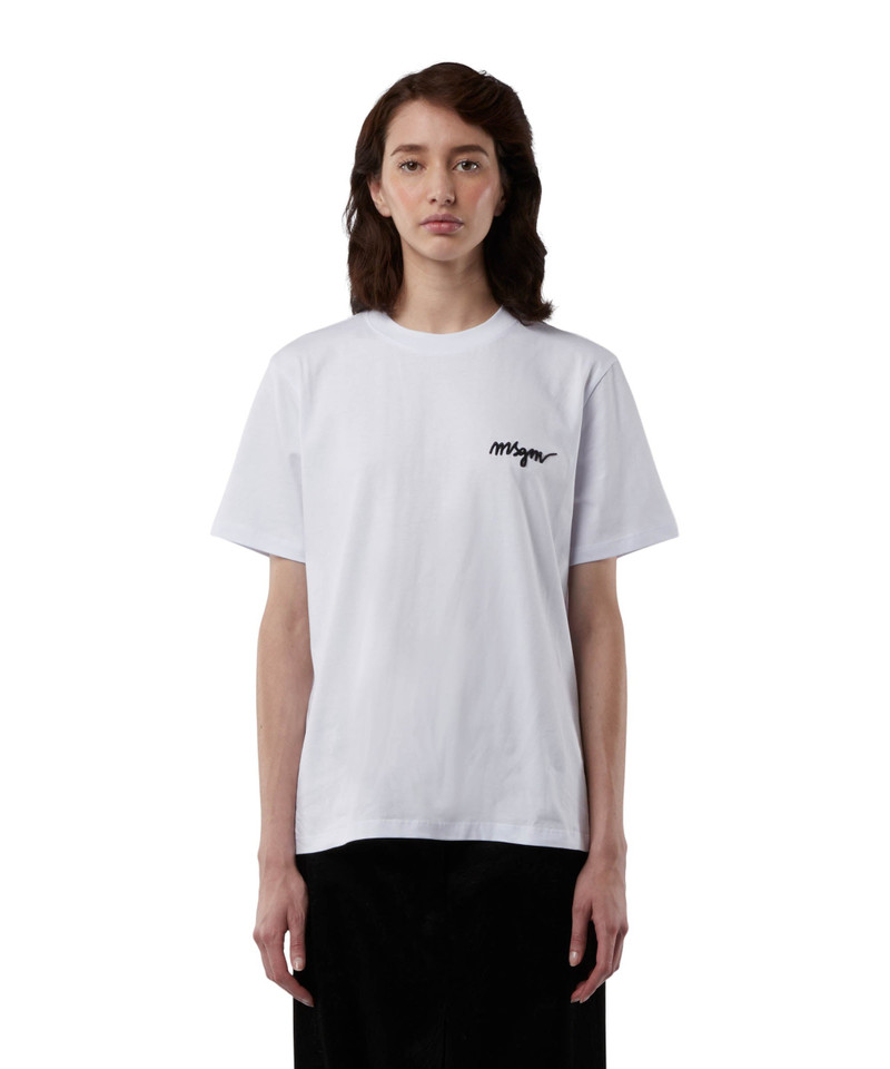 MSGM 둥근 목 면 t-셔츠 자수 로고 outlook