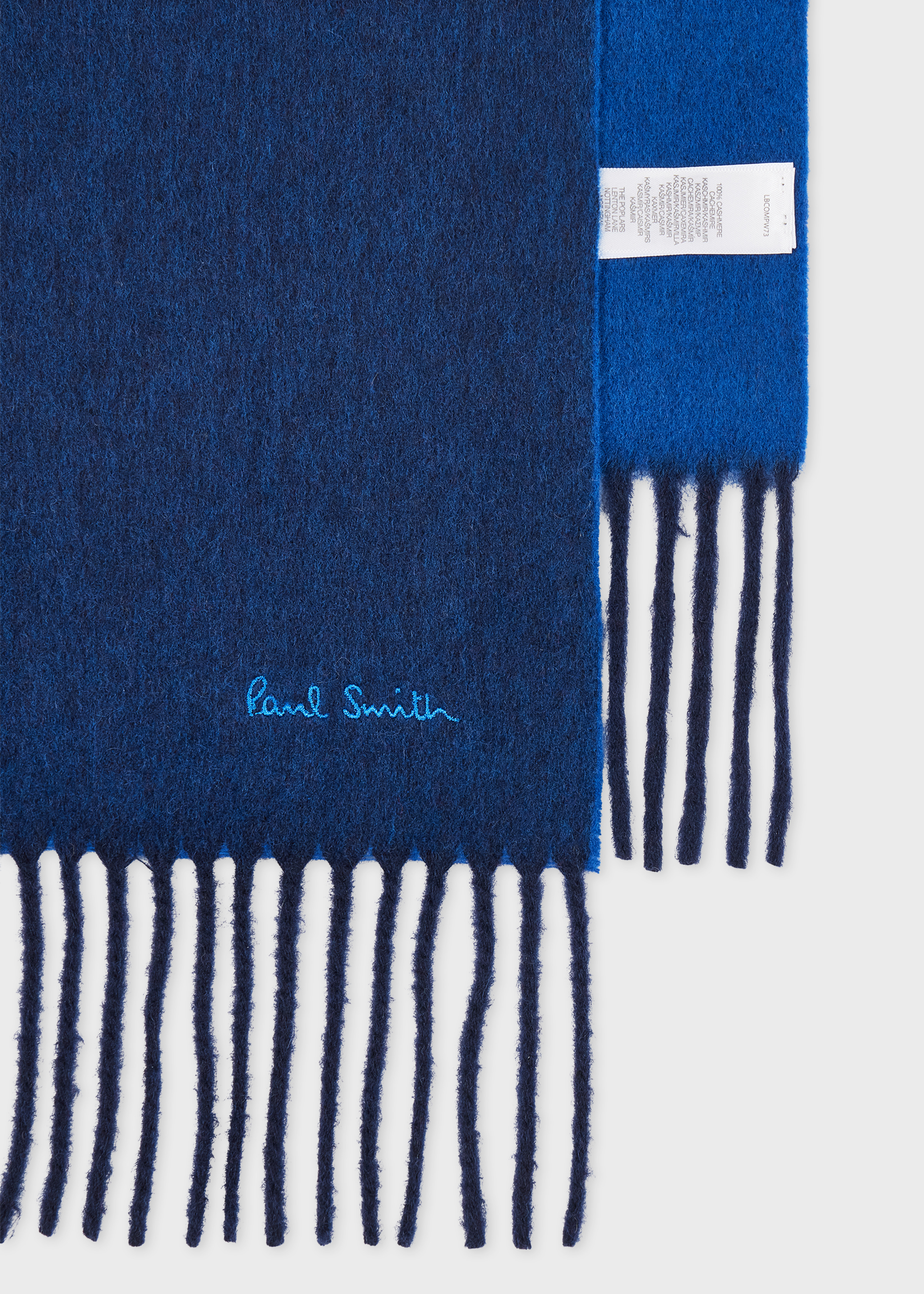 Navy 'Signature Stripe' Edge Cashmere Scarf - 2