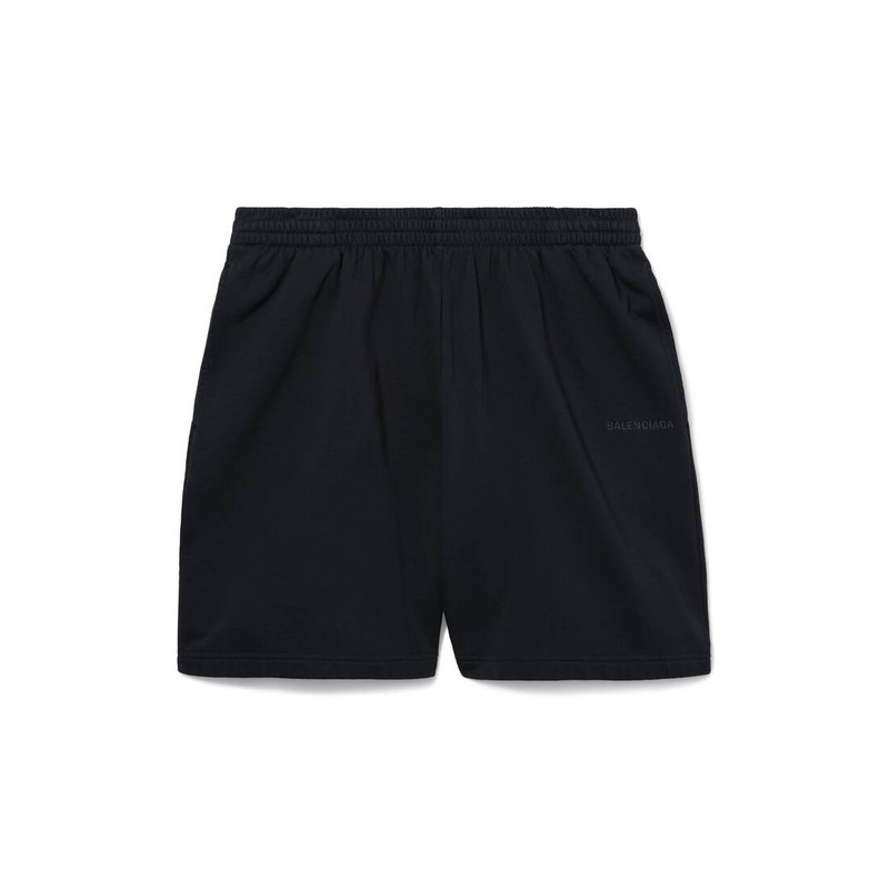 I Love Paris & Balenciaga Sweat Shorts in Black Faded 1