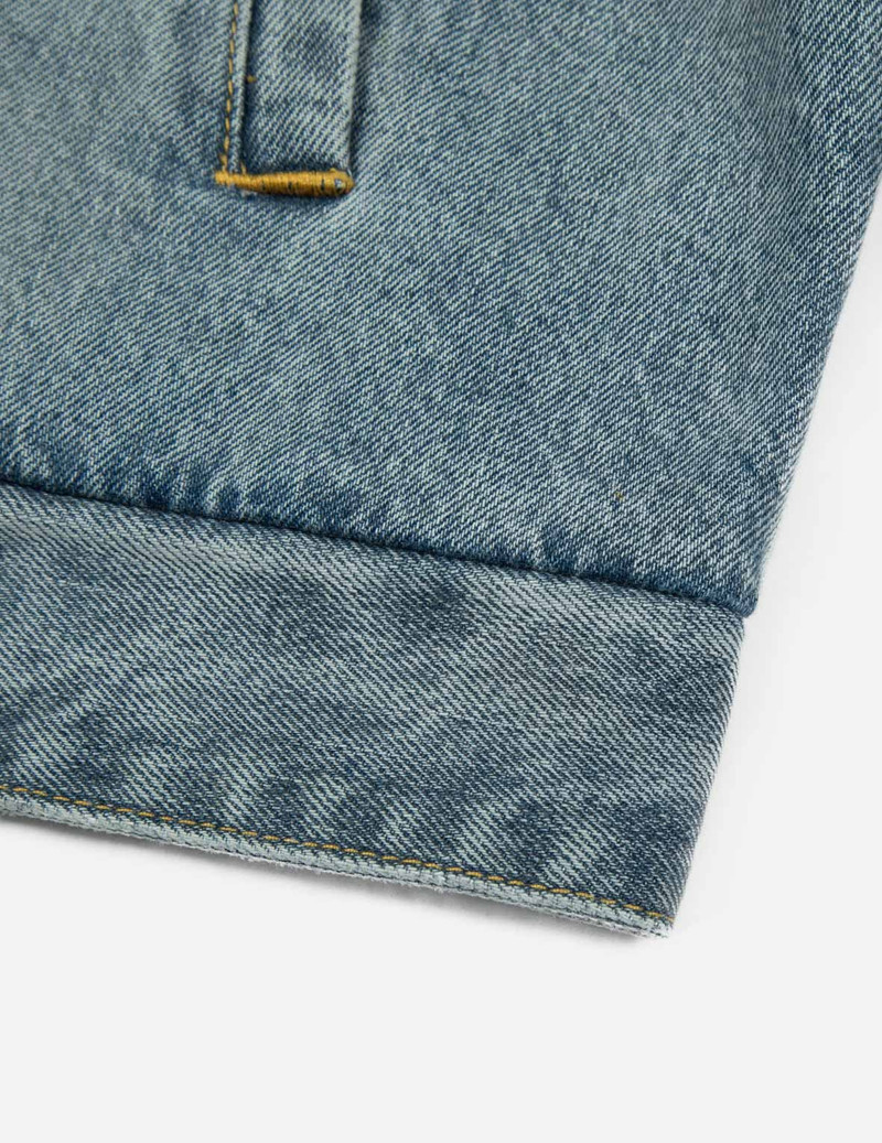 LEATHER LOGO AND SEAGULL APPLIQUÉ REGULAR FIT DENIM MOTO JACKET 12