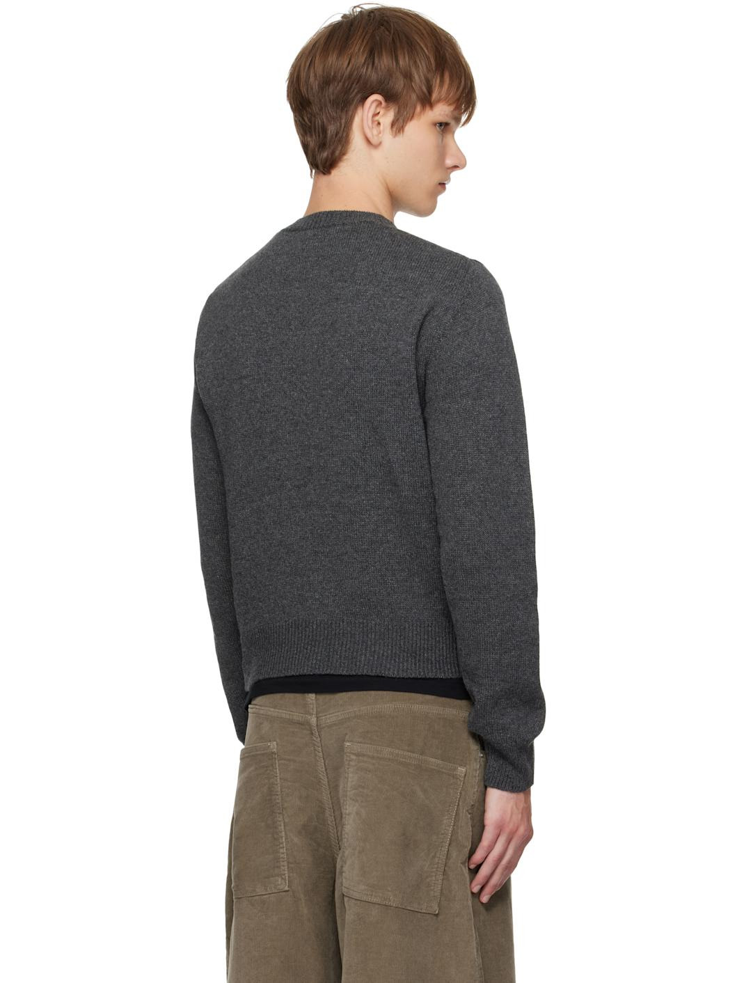 Gray Light Cashmere Knit Sweater - 3