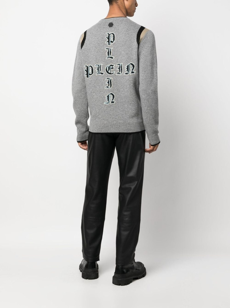 PHILIPP PLEIN intarsia-knit logo knitted sweatshirt outlook