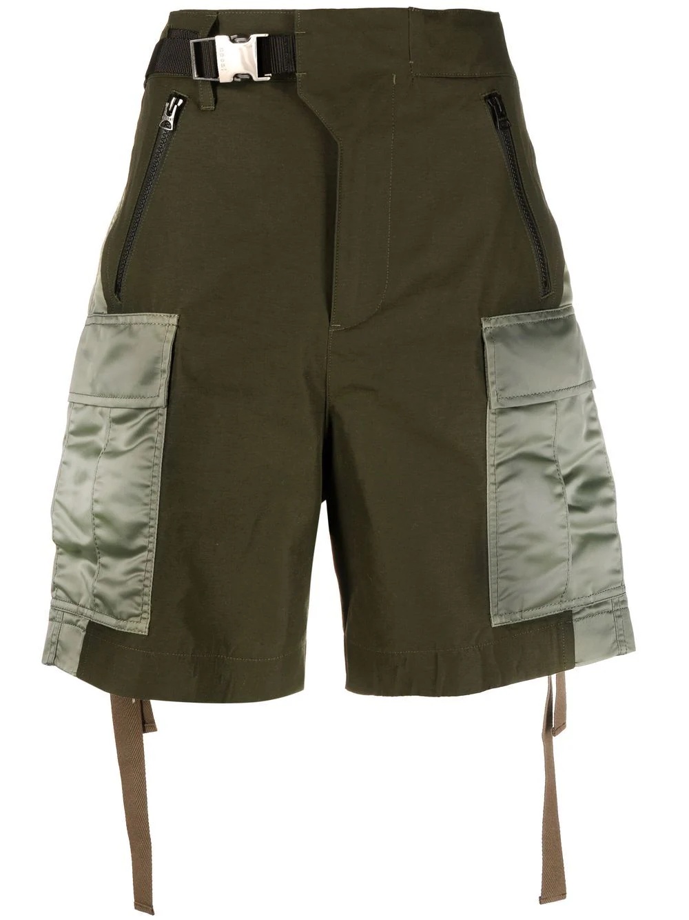 belted cotton-blend cargo shorts - 1