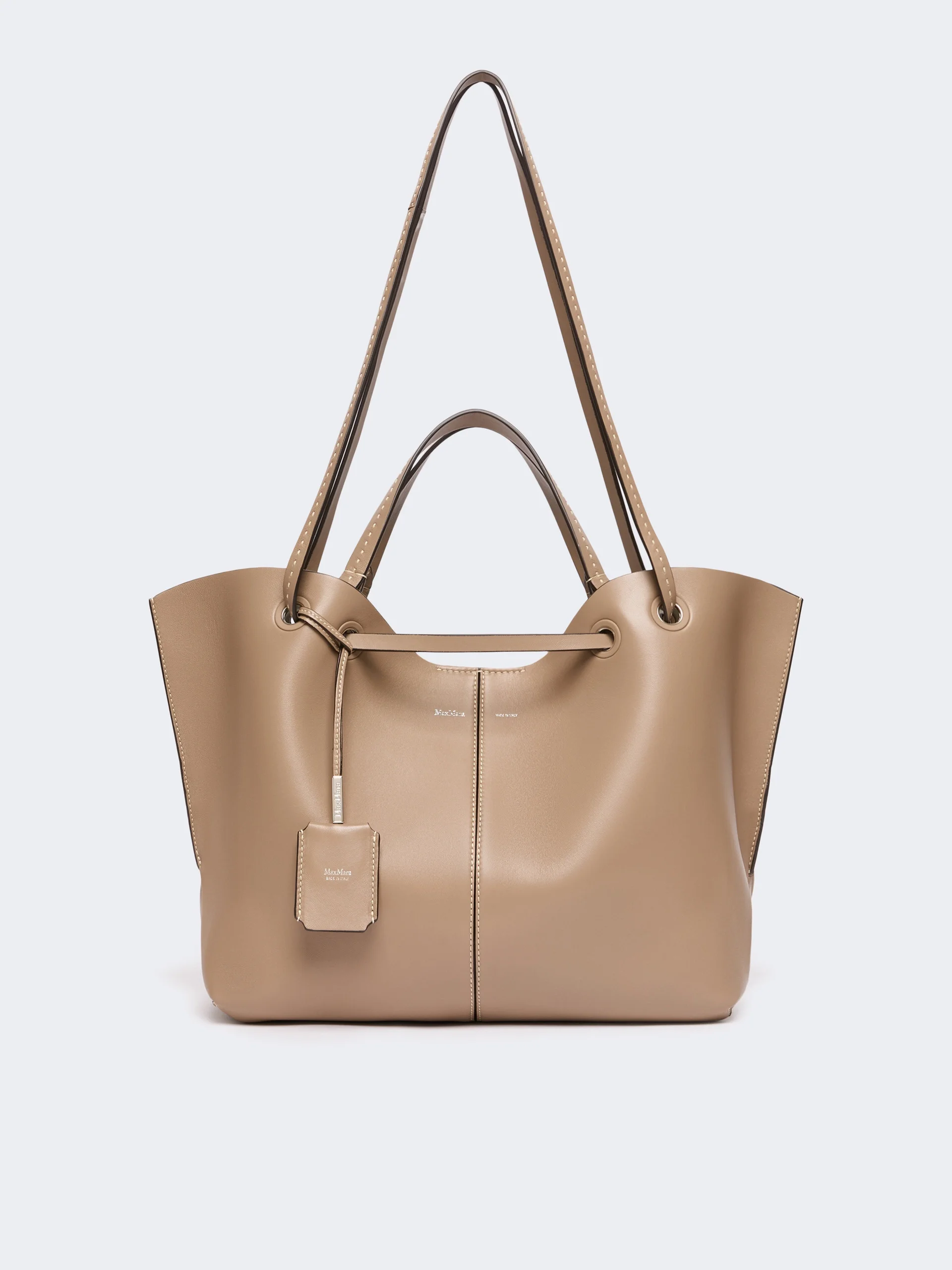 MIXEDDOUBLES Double nappa leather shopper bag - MUD - 1
