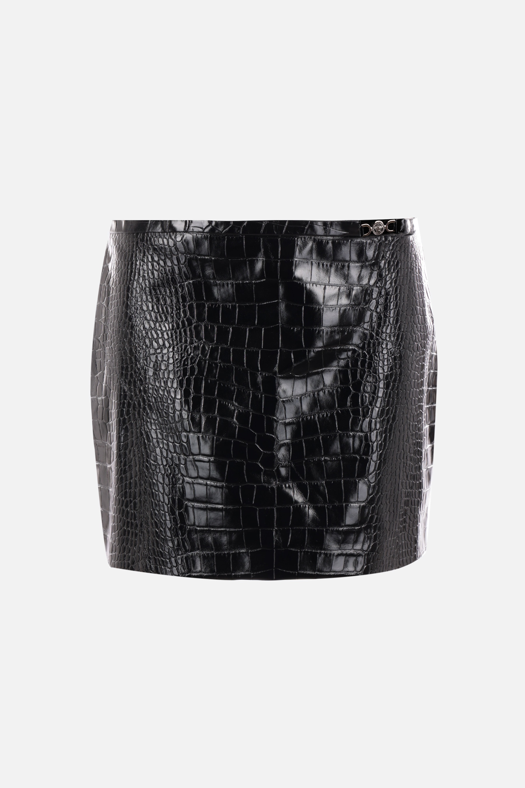 ミニスカート Versace Crocodile-Effect Shiny Leather Miniskirt VERSACE CROCODILE-EFFECT SHINY LEATHER MINISKIRT
