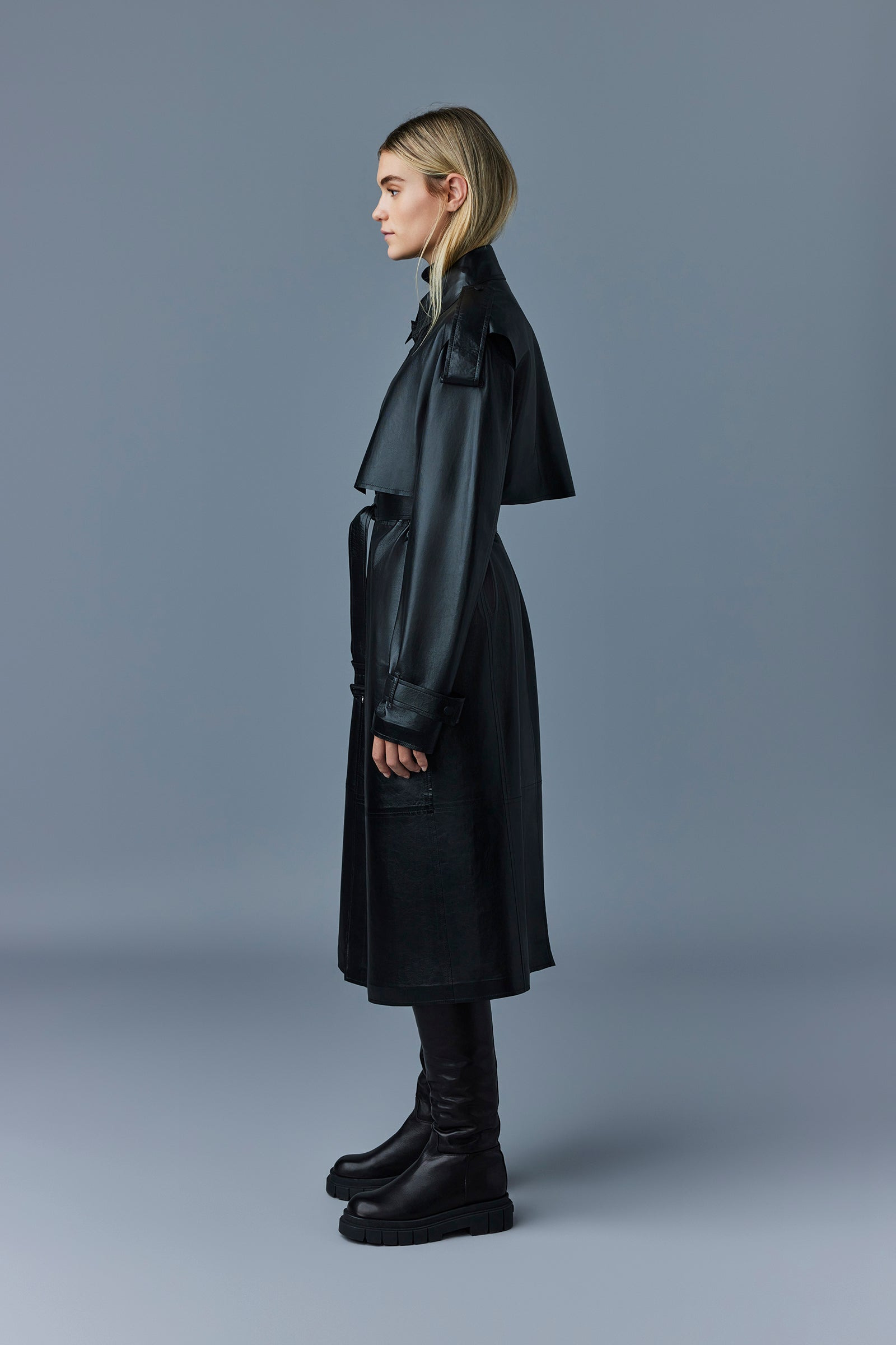 ADRIANA Calfskin trench coat with belt - 5