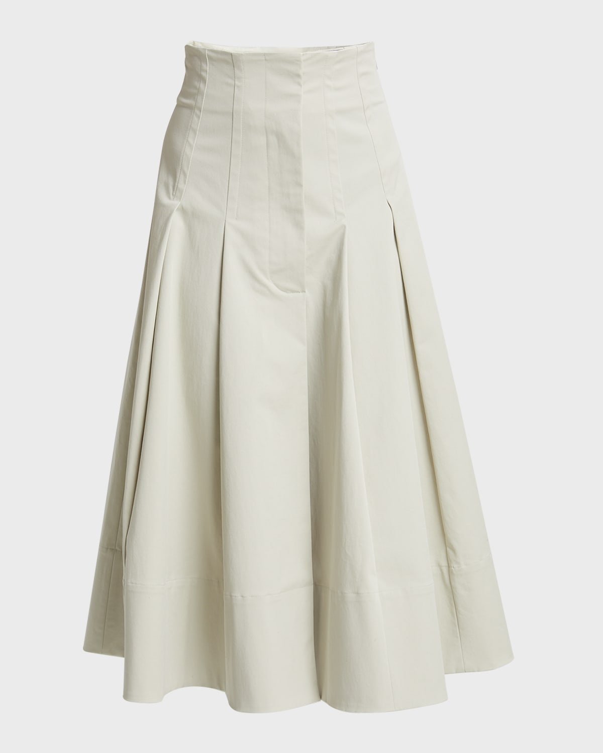 Moore Pleated Organic Cotton Twill Suiting Midi Skirt - 1