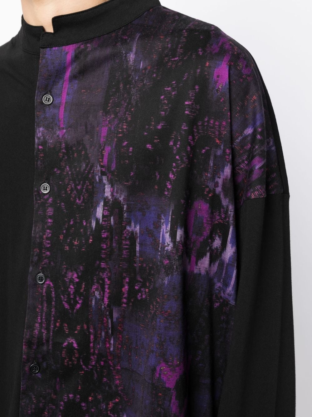 Yohji Yamamoto Tannisho-pattern long-sleeve shirt - Black