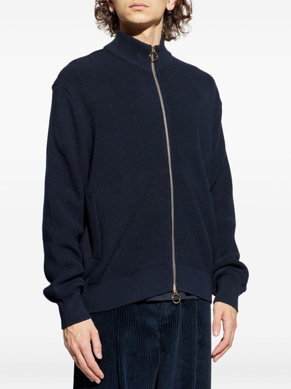 ribbed zip-up cardigan - 3