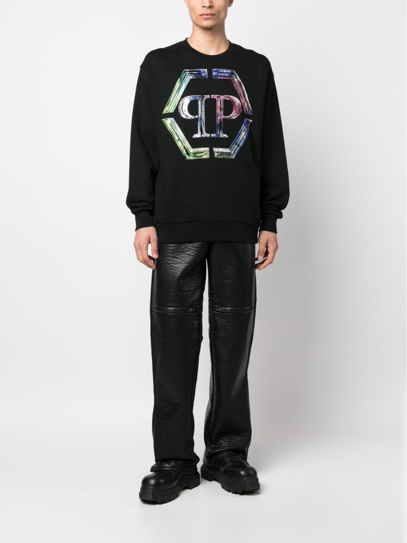 PHILIPP PLEIN logo-print long-sleeved sweatshirt outlook