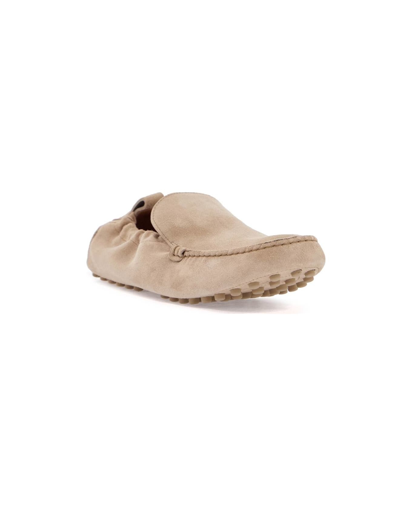 Gathered Leather Slippers In Cord Color - 4