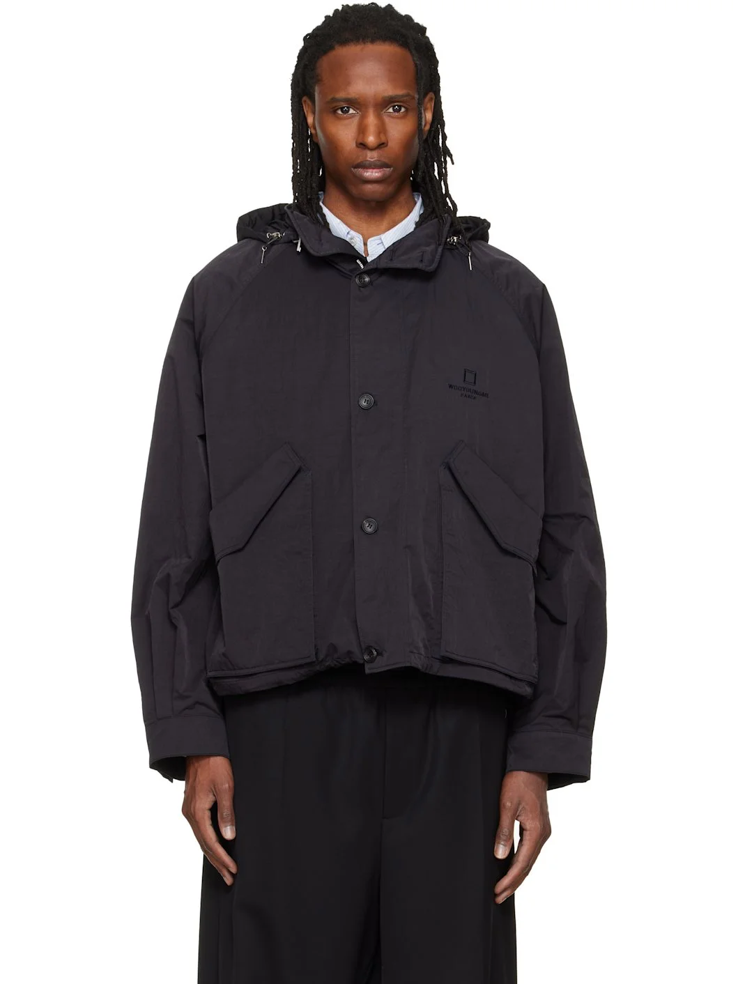 Black Raglan Parachute Jacket - 1
