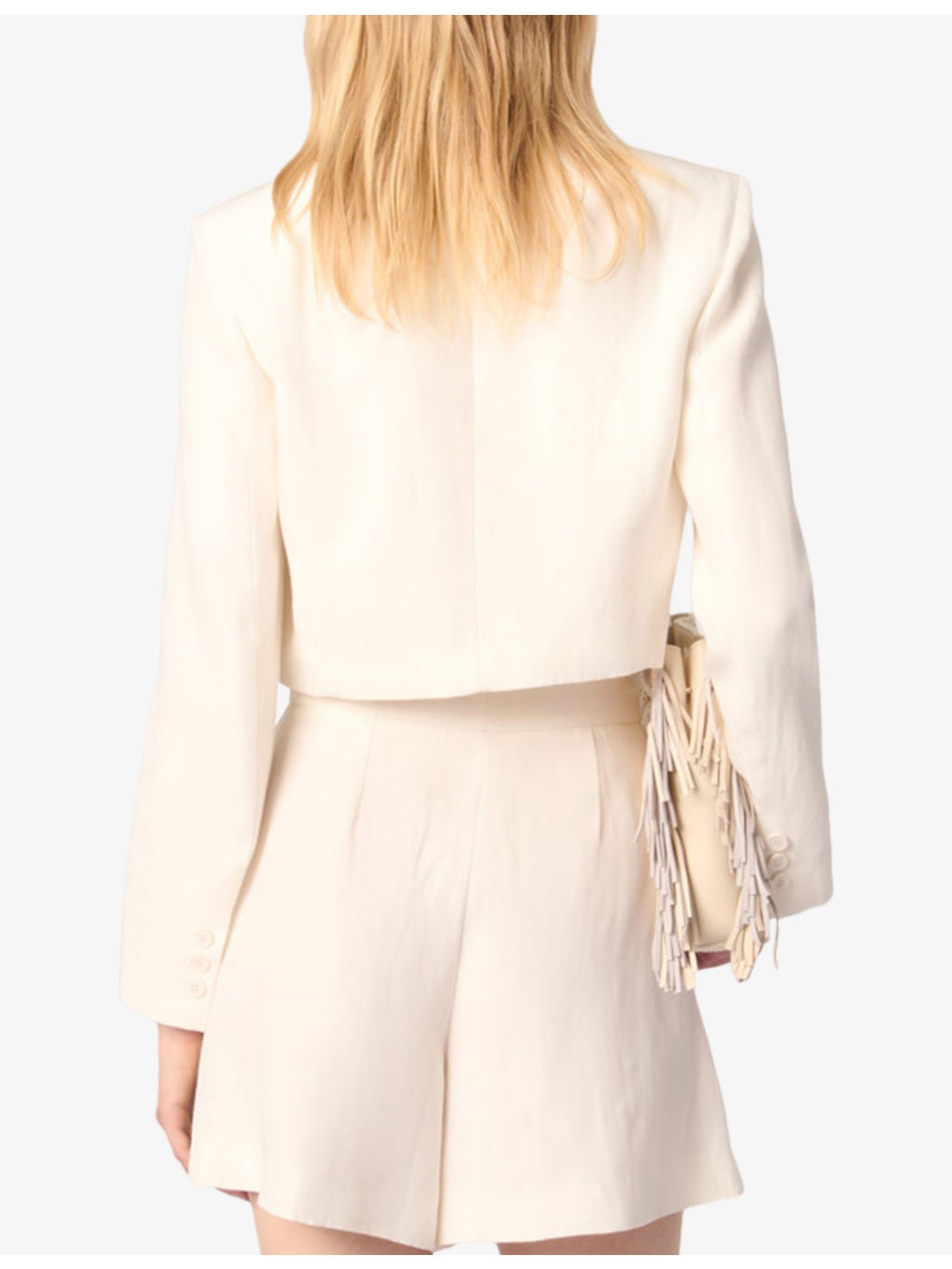 Peak-Lapel Cropped Woven Jacket - 4
