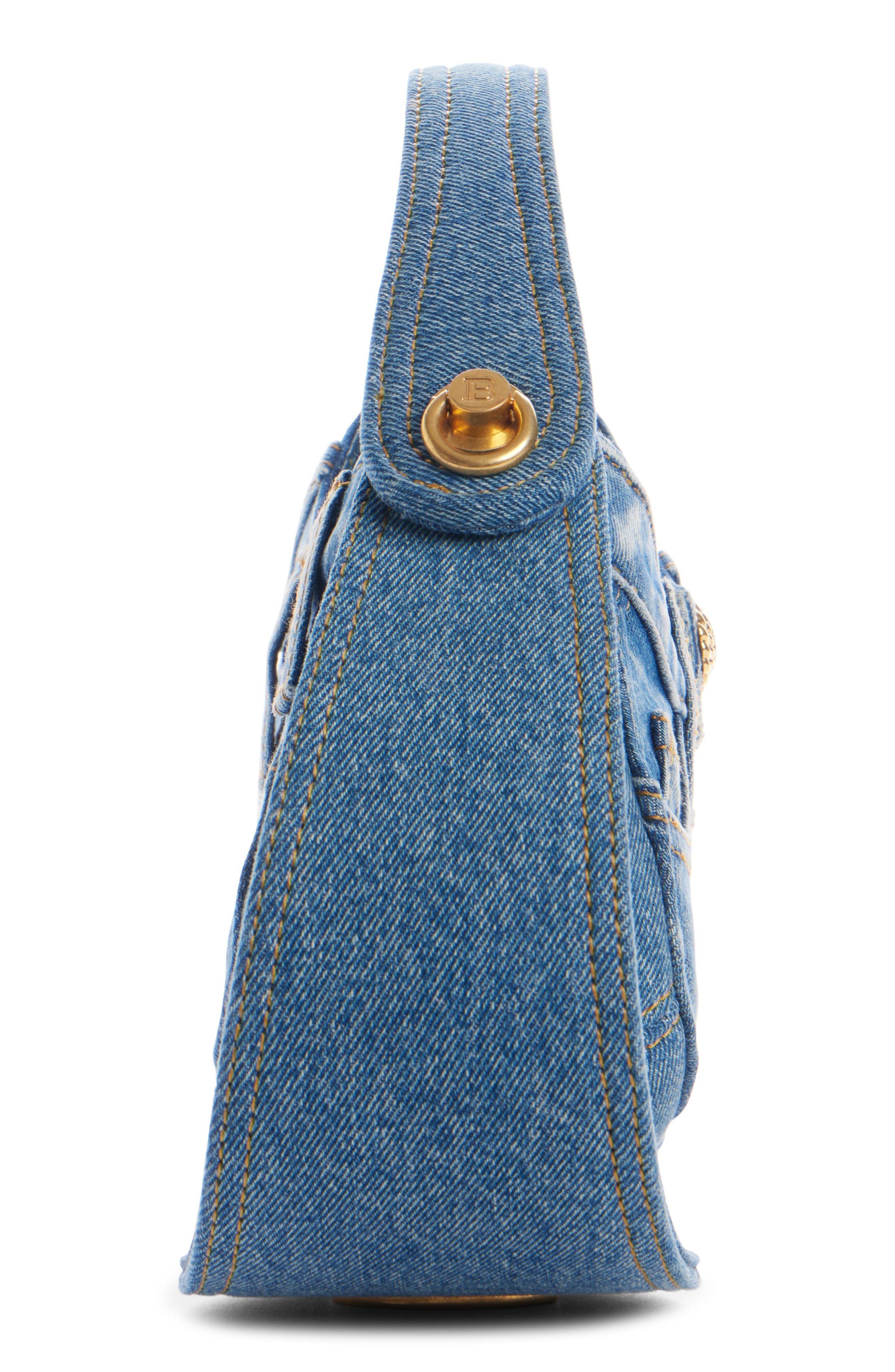 Balmain Medium Jolie Madame Denim Top Handle Bag in 6Ff Denim at Nordstrom - 5