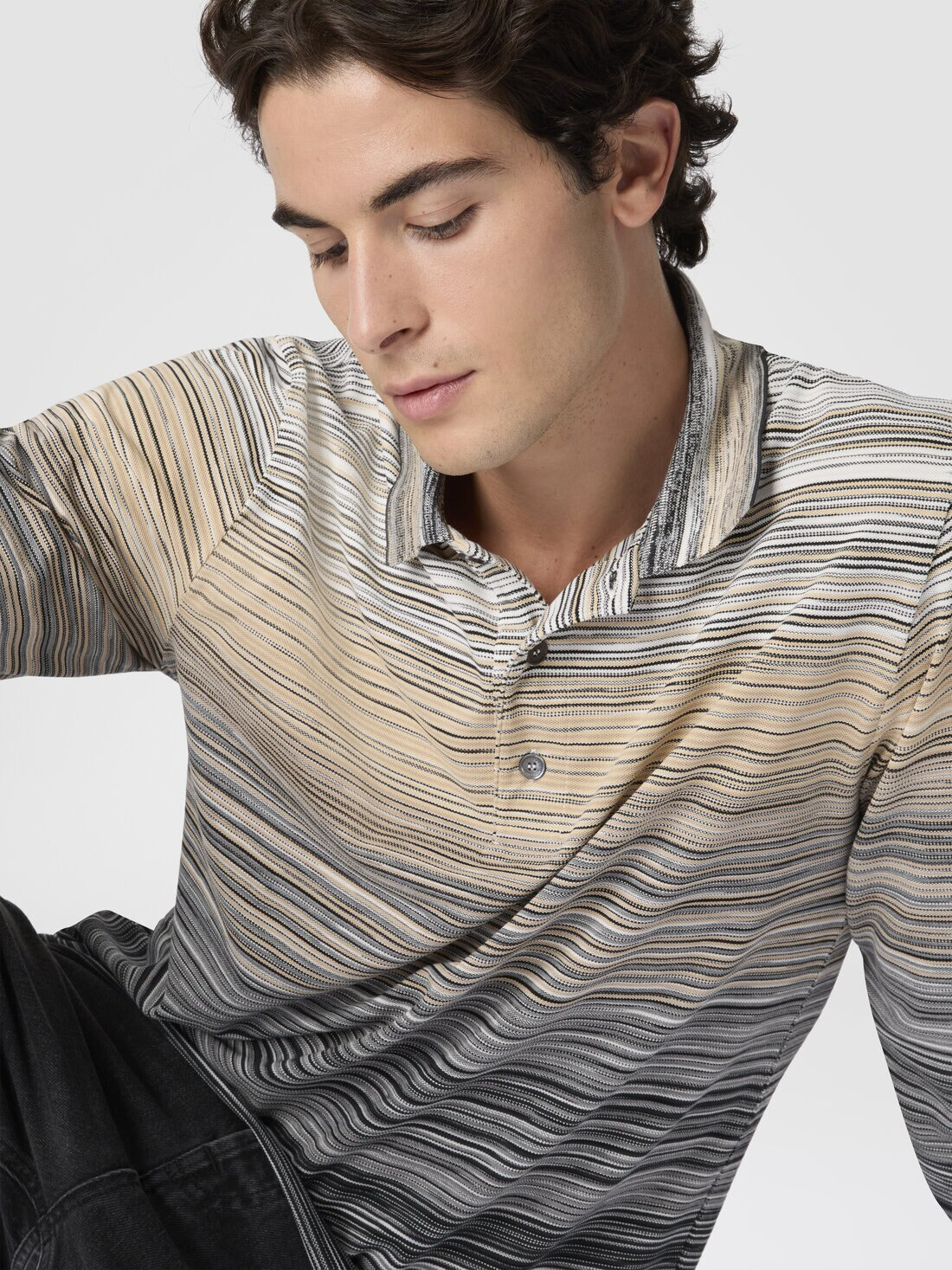 Long Sleeve Polo with Flame Knit - 4
