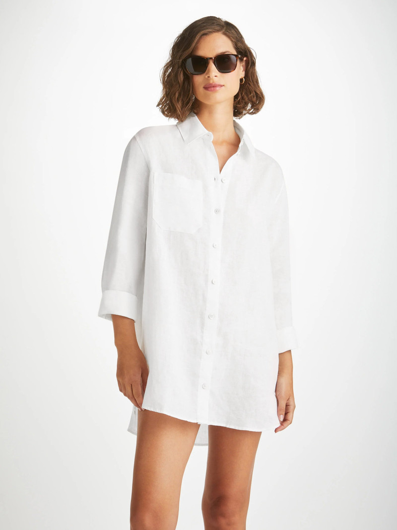Derek Rose Women's Shirt Sicily Linen White outlook