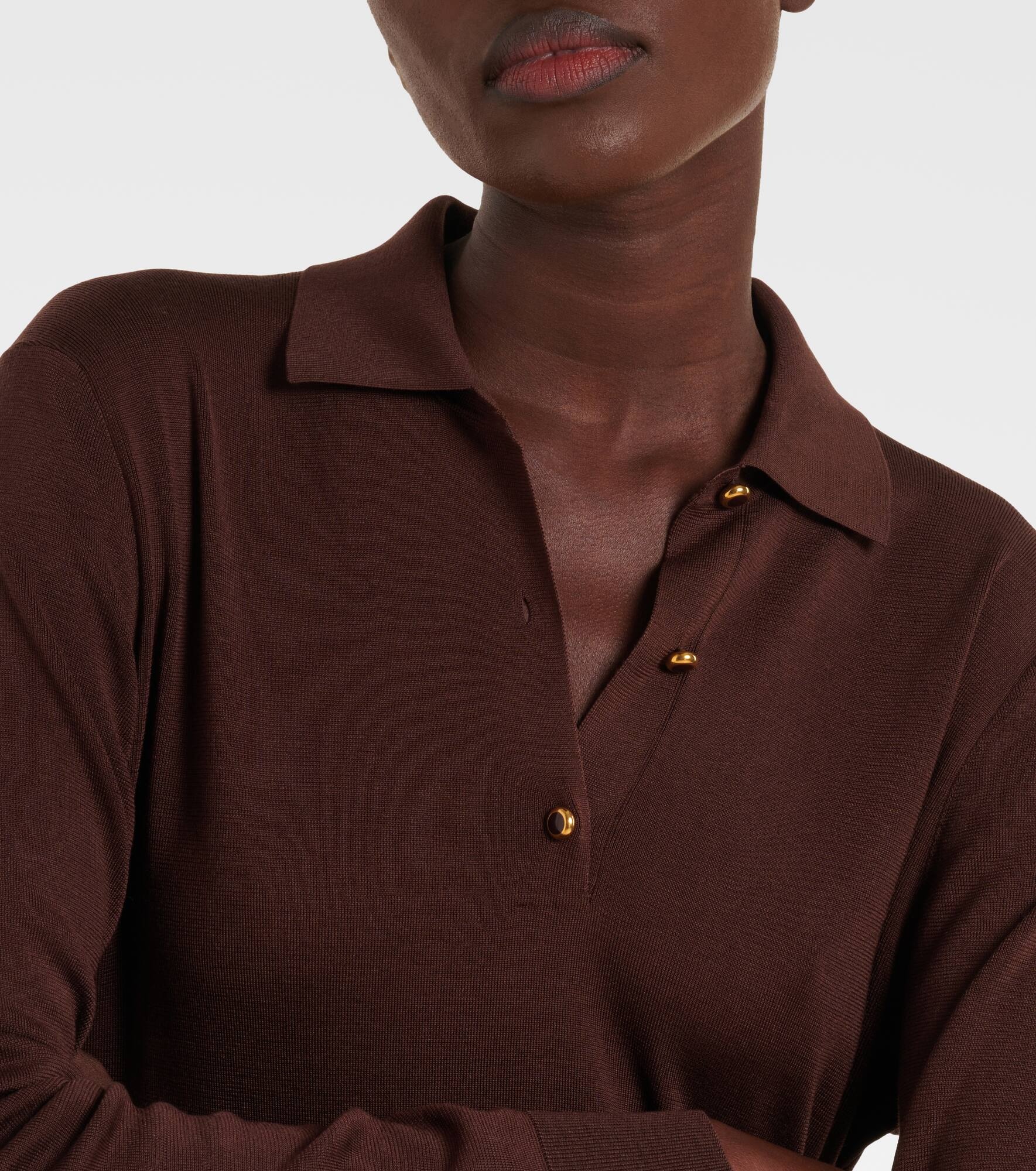 Lyskamm knitted silk polo dress - 4