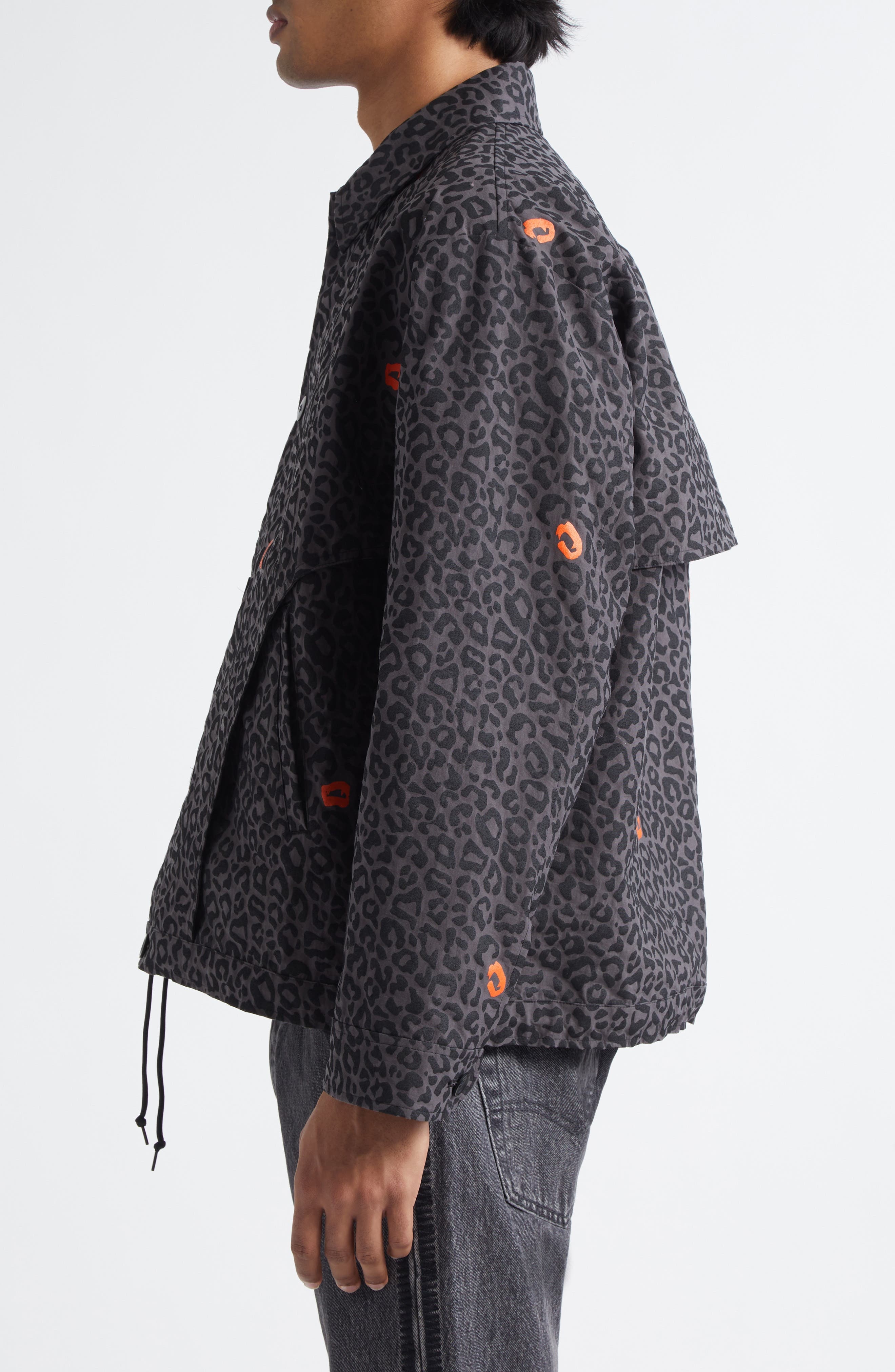 Undercover Leopard Print Coach's Jacket in Gray Base at Nordstrom - 4
