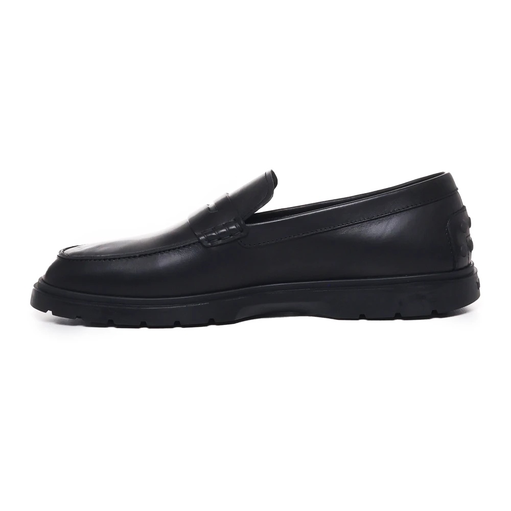 BLACK LEATHER LOAFERS RUBBER SOLE ITALY - 8
