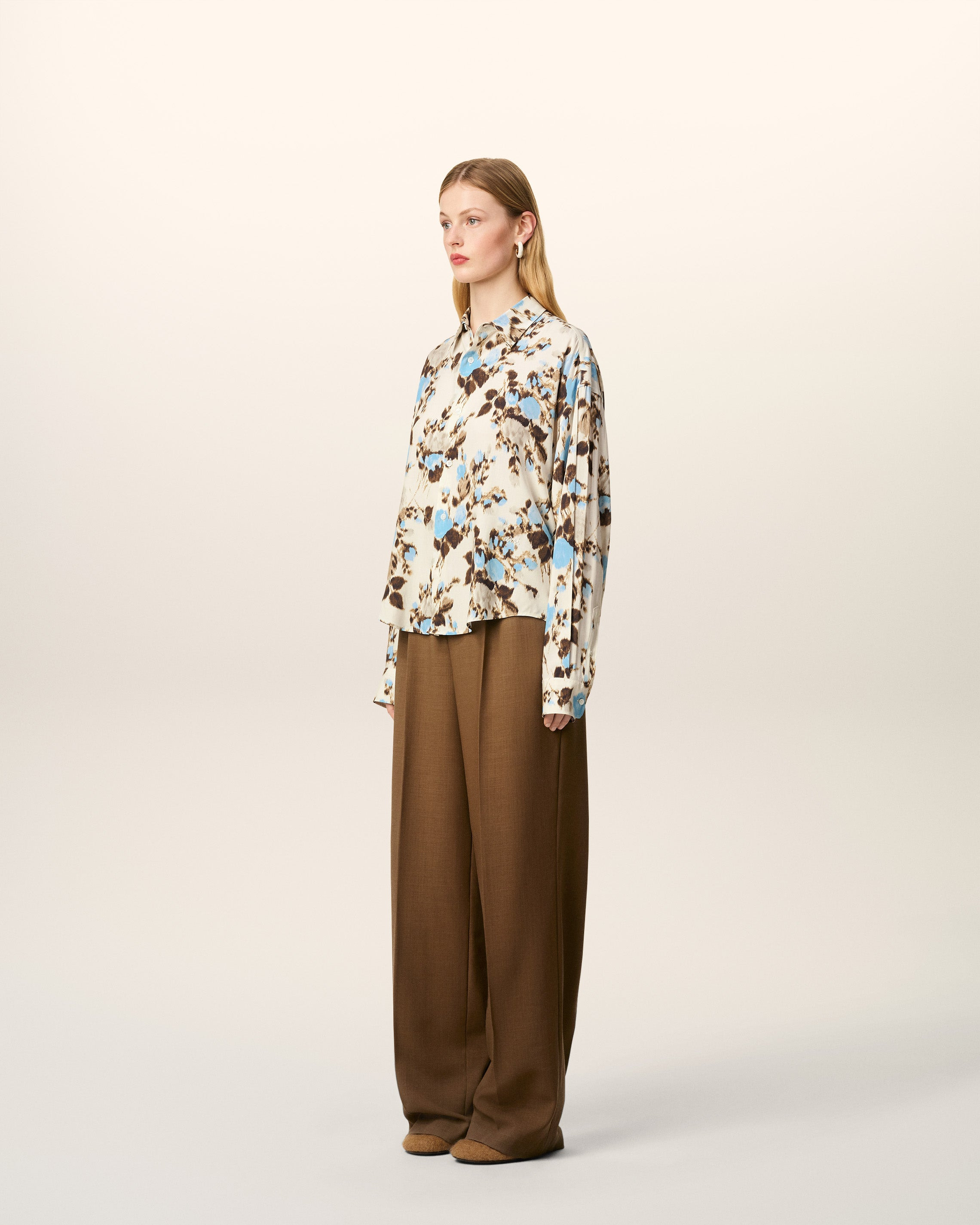 BLUE FLOWER PRINTED BOXY SHIRT - 6