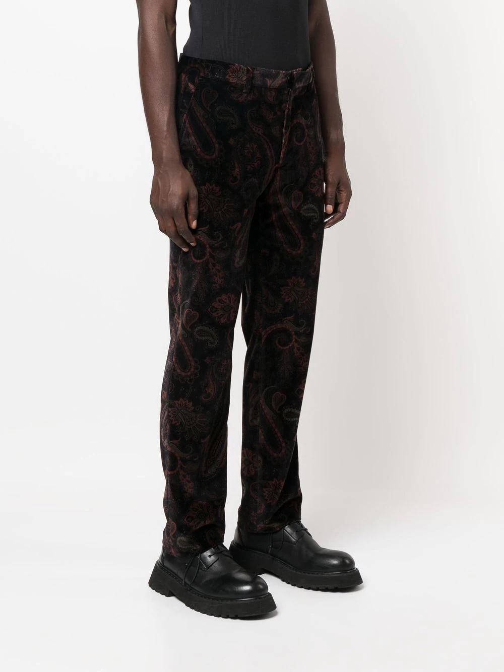 paisley-print velvet trousers - 3